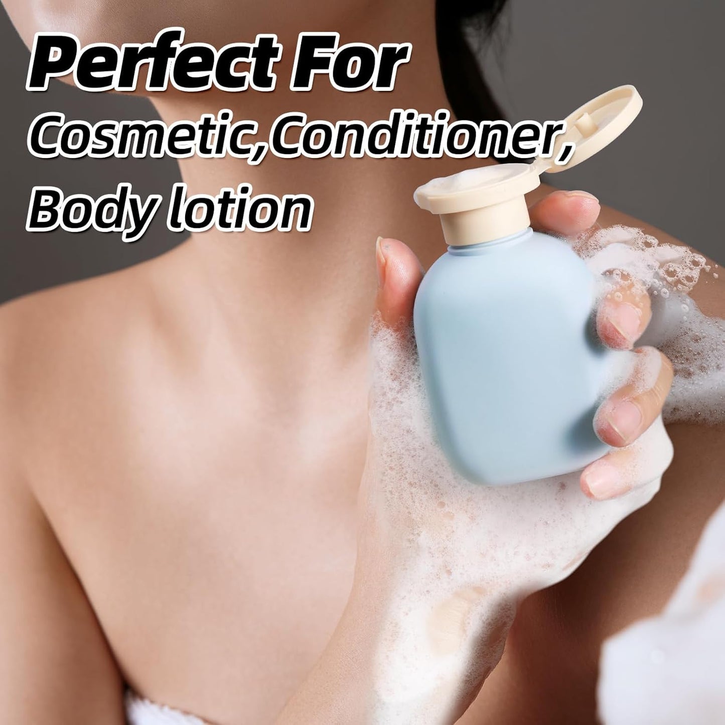 3.4oz Travel Bottle with Flip Cap, Leak Proof Squeeze Bottles, Refillable Plastic Travel Containers for Creams, Lotion, Foundation, Shampoo, Conditioner