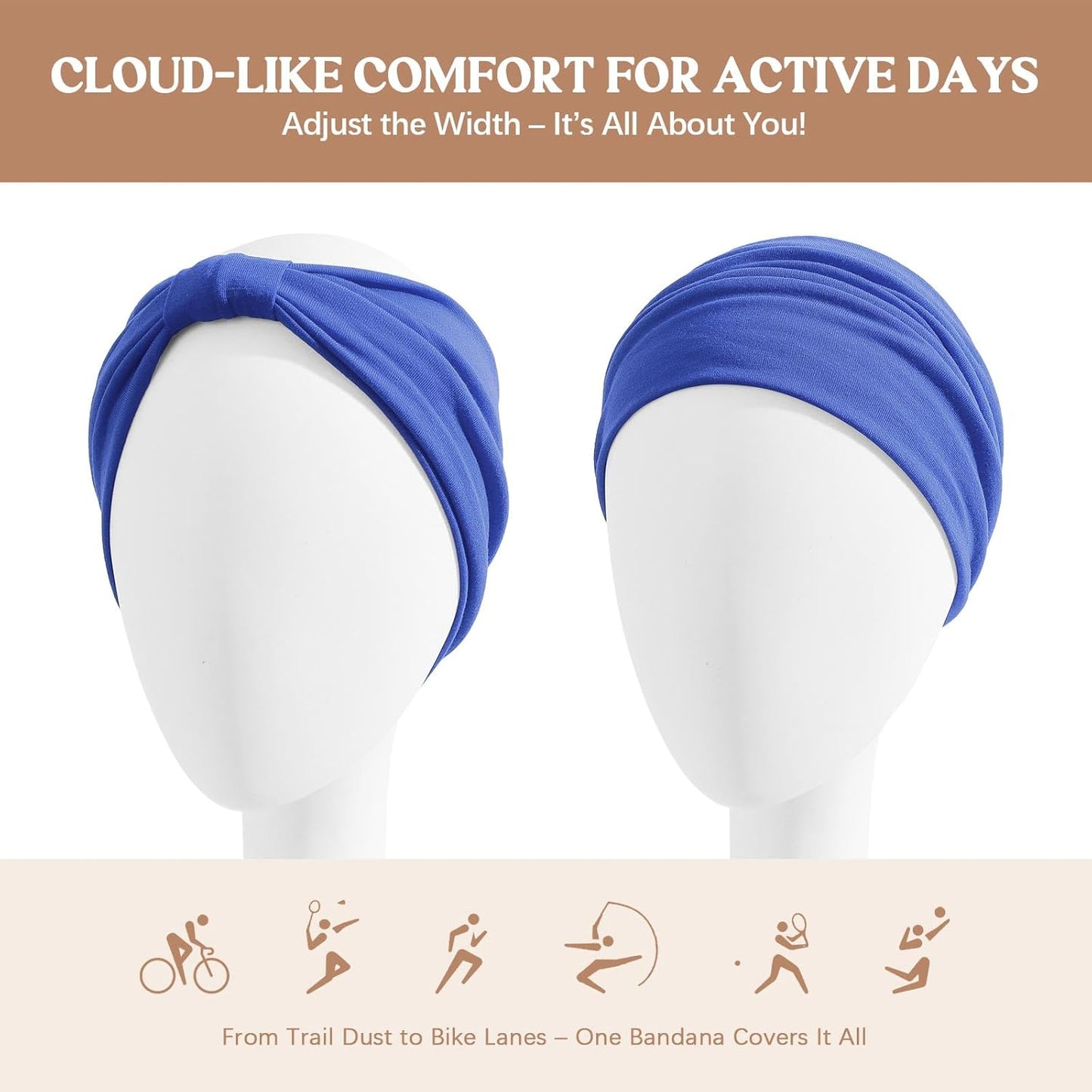 Wide Headbands for Women Knotted No Slip Head Bands Soft Turban Headband Hair Accessories Boho African Solid Color Head Wraps for Women Yoga Workout Pack of 6