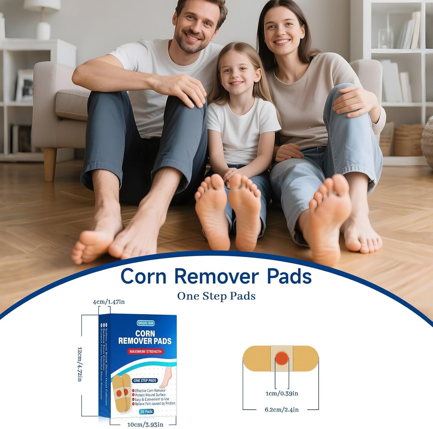 QIYANA Corn Remover Pads for Feet and Toes, 30 Pack Extra Strength 40% Salicylic Acid Medicated Patches, Effective Treatment for Small Callus and Dead Skin