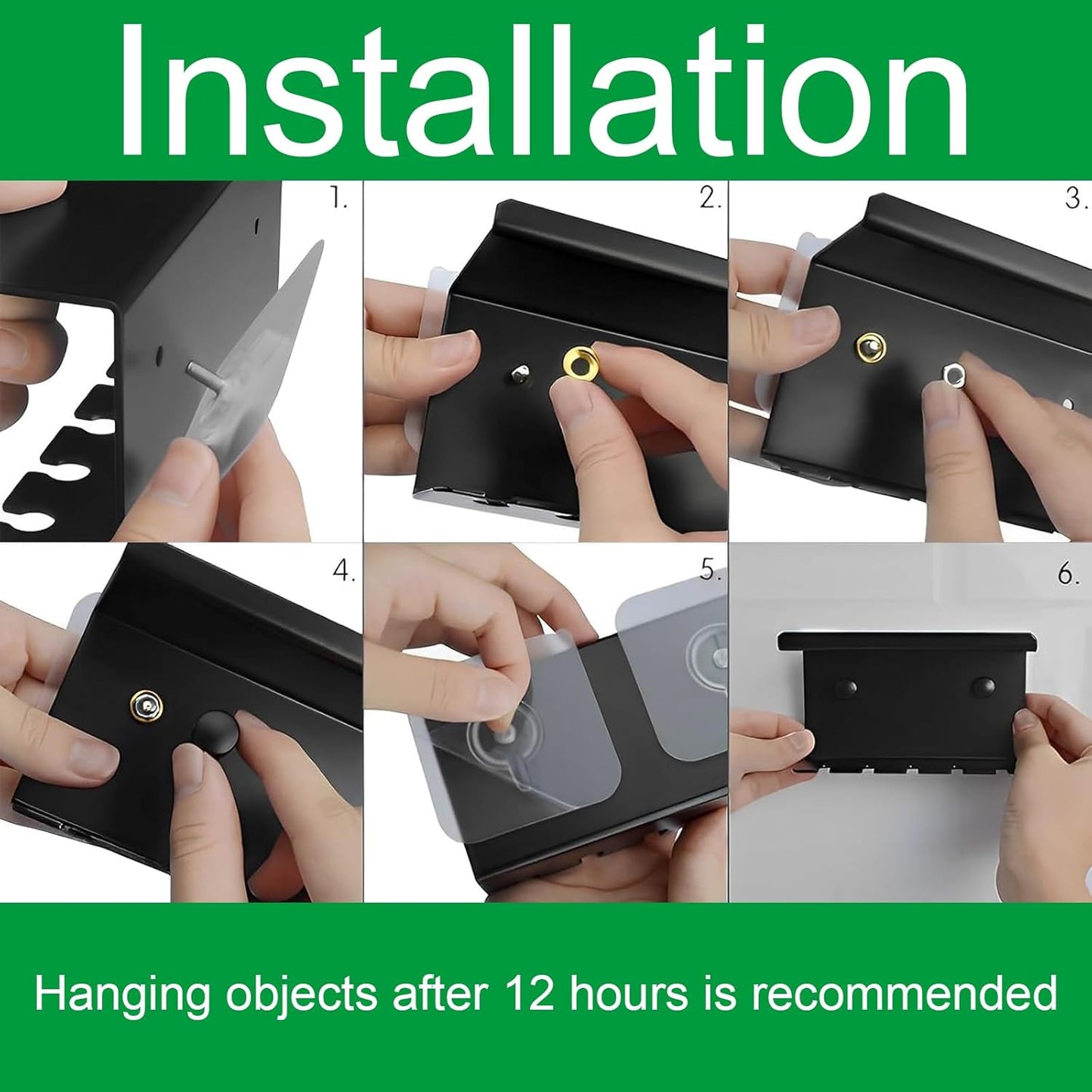 Wall Mounted Toothbrush Holder for Bathroom Shower, 5 Slots Aluminum Self-Adhesive Tooth Brush, Toothpaste Organizer Hanger Compatible with Colgate Extra Clean, Oral-B CrossAction, etc Black