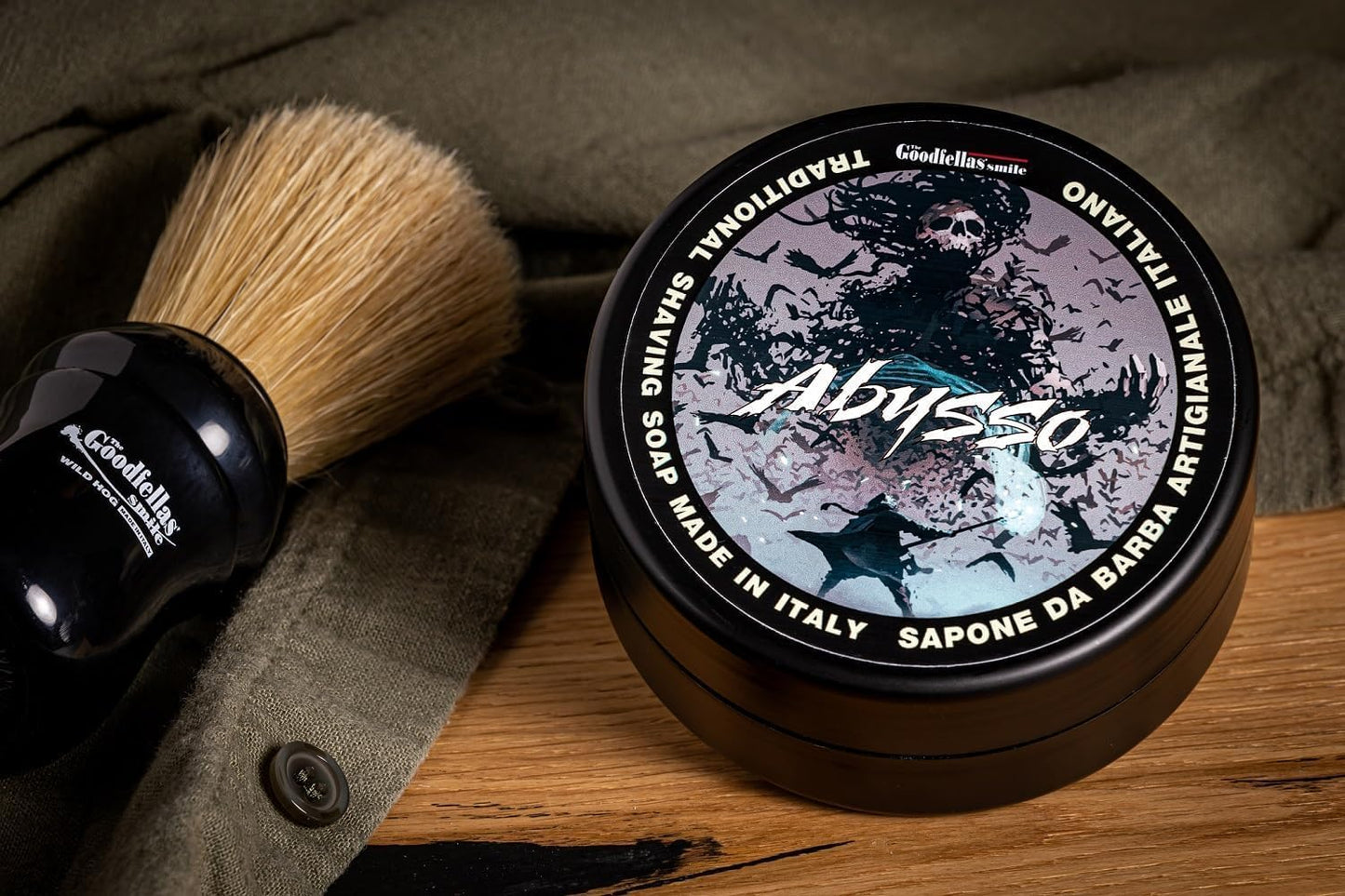 The Goodfellas' smile, Luxury Shaving Soap, Formulated for Use with A Shaving Brush, Made in Italy (Abysso - Fresh Citrus, Floral, Oak)