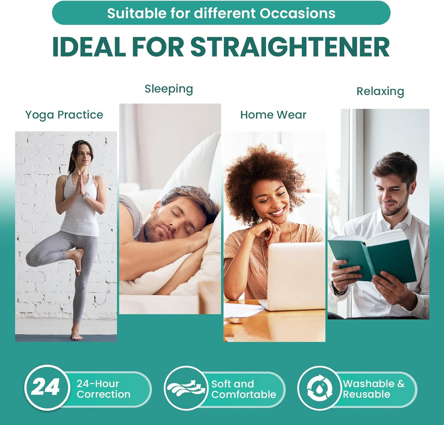 Welnove Toe Separators Spacers for Women - 8 Pack Gel Toe Straightener to Correct Bunions and Relieve Foot Pain - Silicone Toe Spacers for Hammertoe Yoga Practice - White