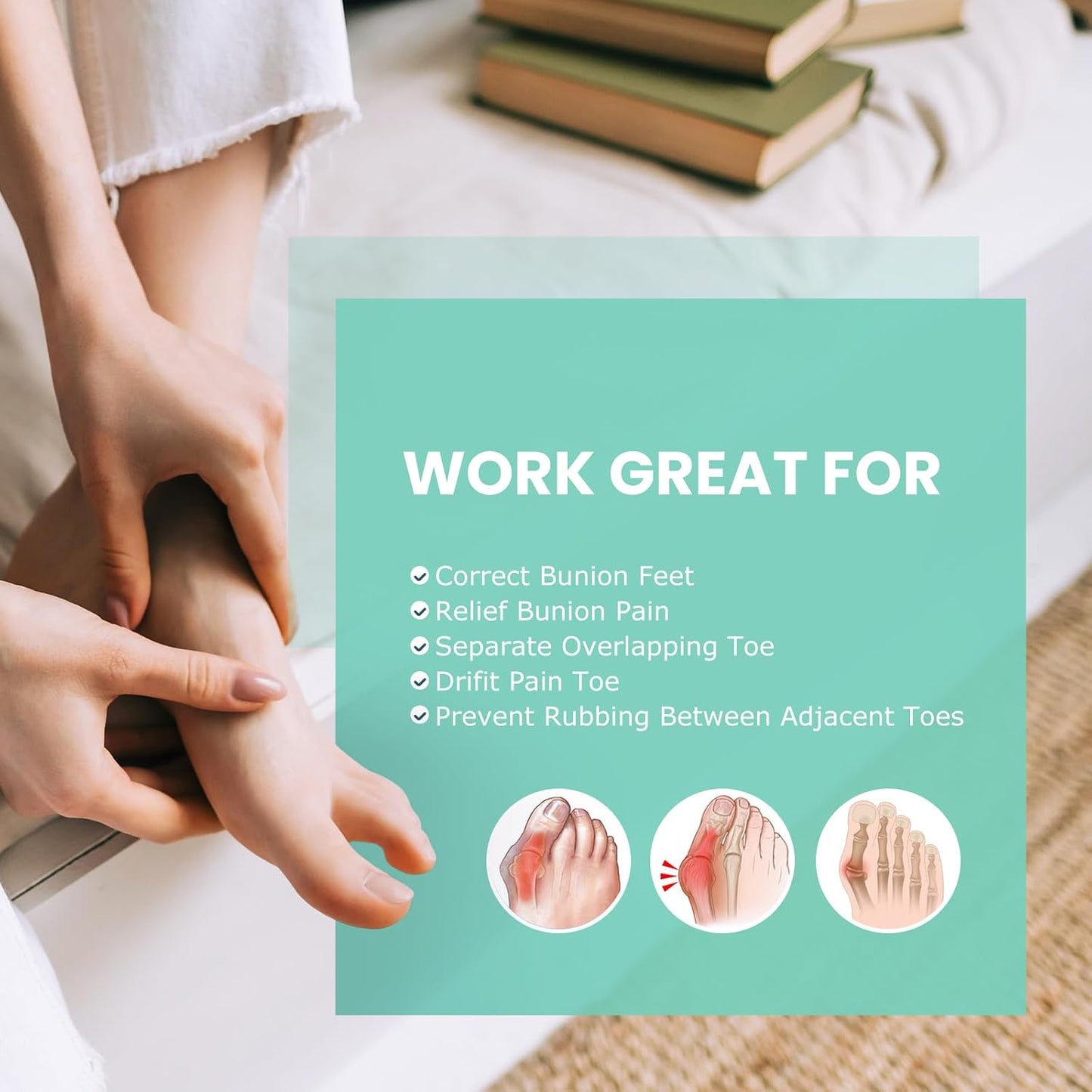 Welnove Upgraded Gel Toe Separators – 8-Pack Aloe Vera Extract Infused Silicone Toe Spacers for Straightening Overlapping Toes, Calluses – Bunion Corrector for Men and Women (Large, Clear)