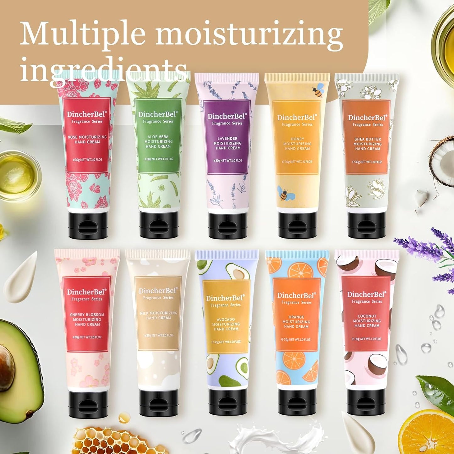 DincherBel 100 Pack Shea Butter Moisturizing Hand Cream Bulk - Travel Size Non-Greasy Hand Lotion Set for Dry Skin, Instant Hydrating Hand Care for Women, 1.0 oz/30 ml