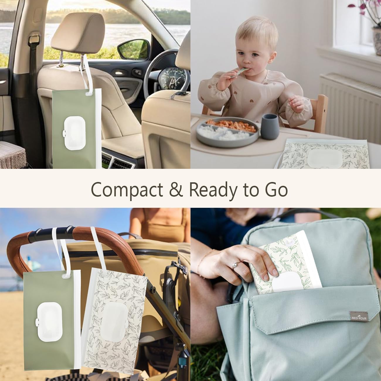 Baby wipes dispenser,portable baby wipes holder for outdoor, Refillable baby wipes container, on the go wet wipe pouch for travel, resuable wipes dispenser for hiking (sage)