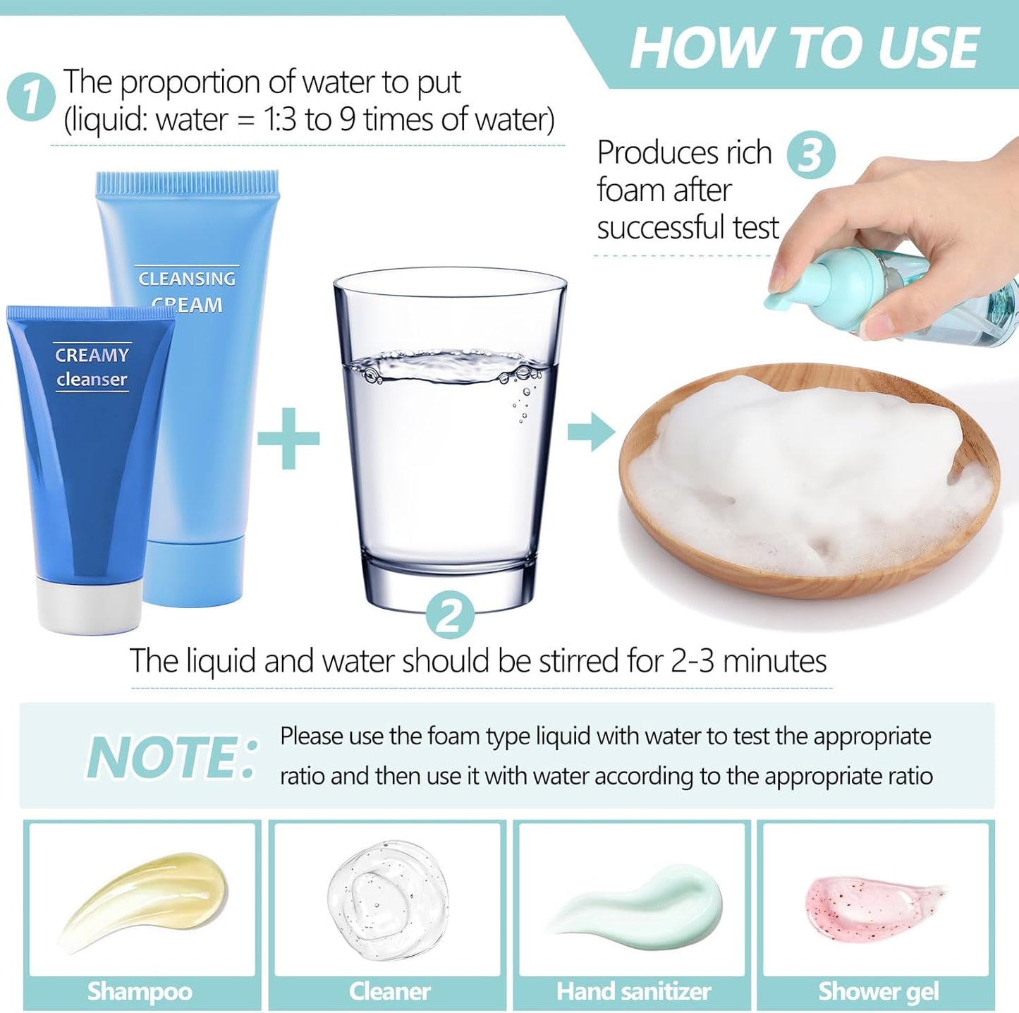 Dandat 120 Pcs 2 oz Plastic Foam Soap Dispensers Bulk Refillable Foaming Pump Bottle Empty Mini Shampoo Lash Cleaning Bottles for Travel Cosmetics Hand Soap(Green)