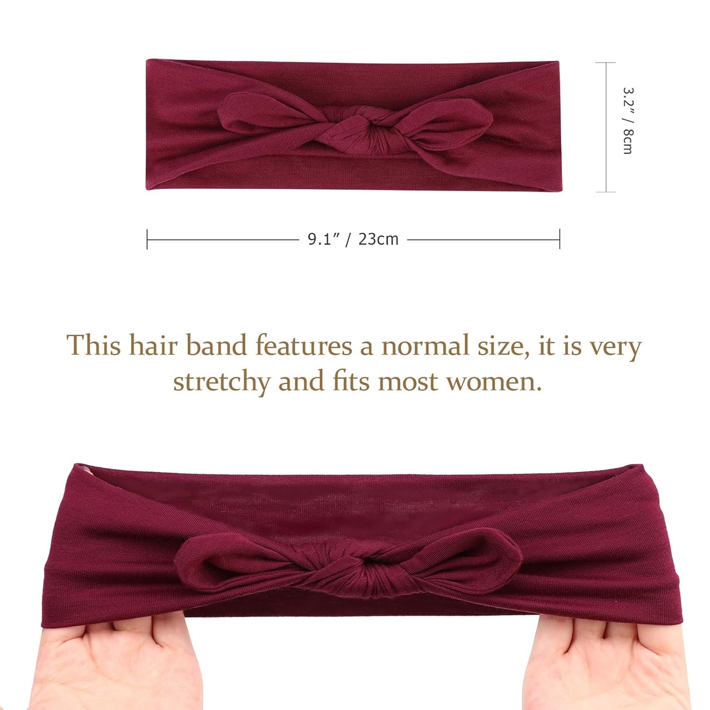 DRESHOW 8 Pack Bow Headbands for Women Girls Elastic Headwraps Knotted Headband Rabbit Ears Turban Non-Slip Sport Cute Hair Accessories