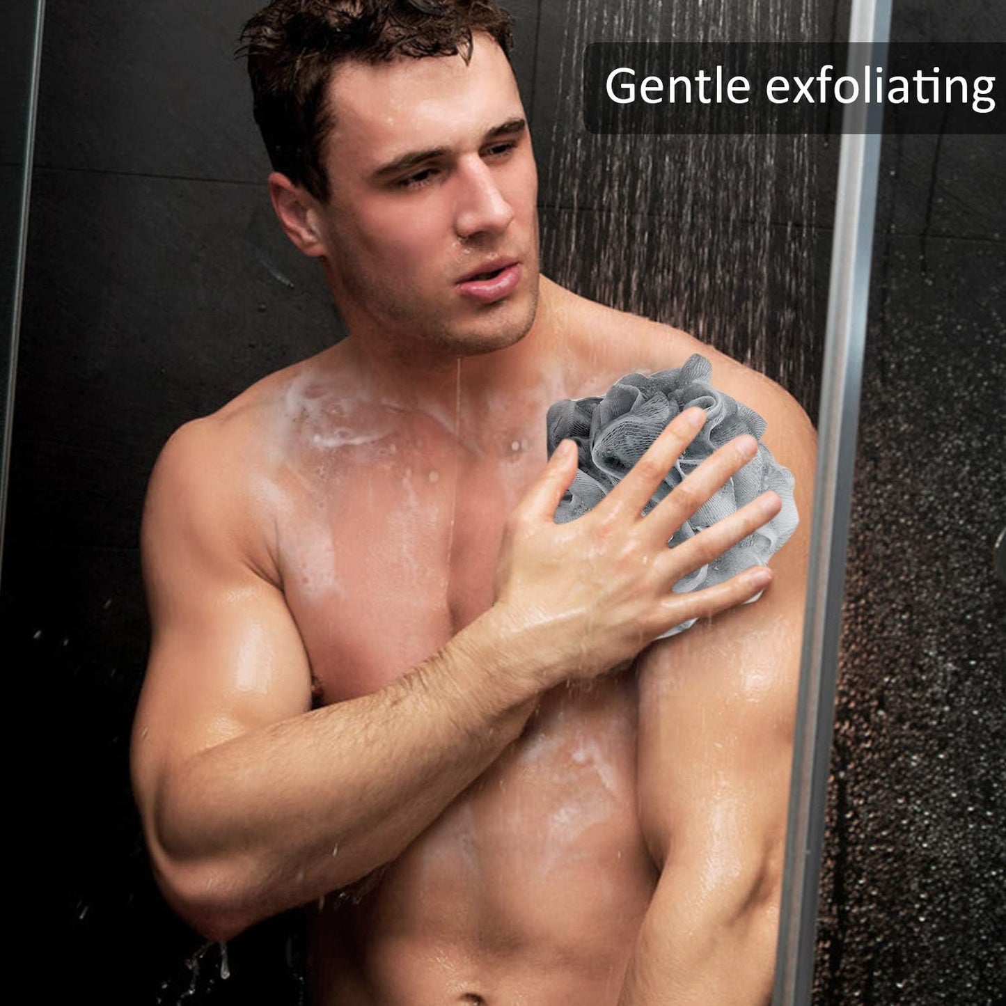 Loofah Bath Sponge Luffa Loofa Body Scrubber Soft Mesh Pouf Wash Puff Shower Puff Shower Ball Exfoliating Shower Sponge Pack of 4 (60g/pcs)