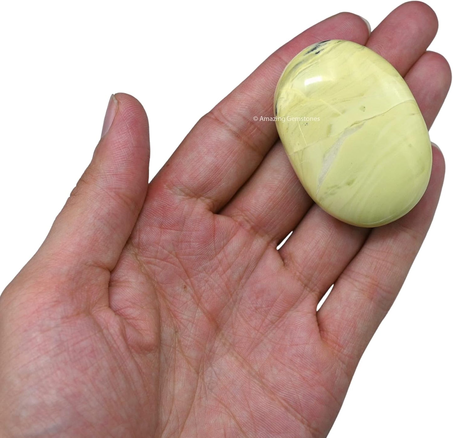 Amazing Gemstone Serpentine Crystals and Healing Stones - Large Palm Stone Crystals Piedra - Crystal for Good Luck, Balanced Positive Energy, Meditation - Unique Stocking Stuffers and Gifts for Women