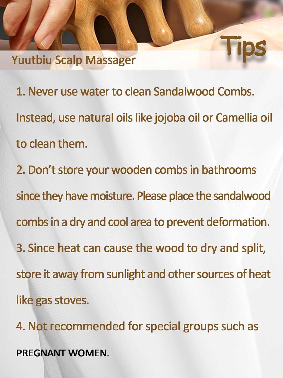 Wooden Scalp Massager & Head Massager, Natural Green Sandalwood Wide Tooth Comb for Scalp Care, Hair Growth, Stress Relief & Relaxation, Handheld Wood Therapy Massage Tool