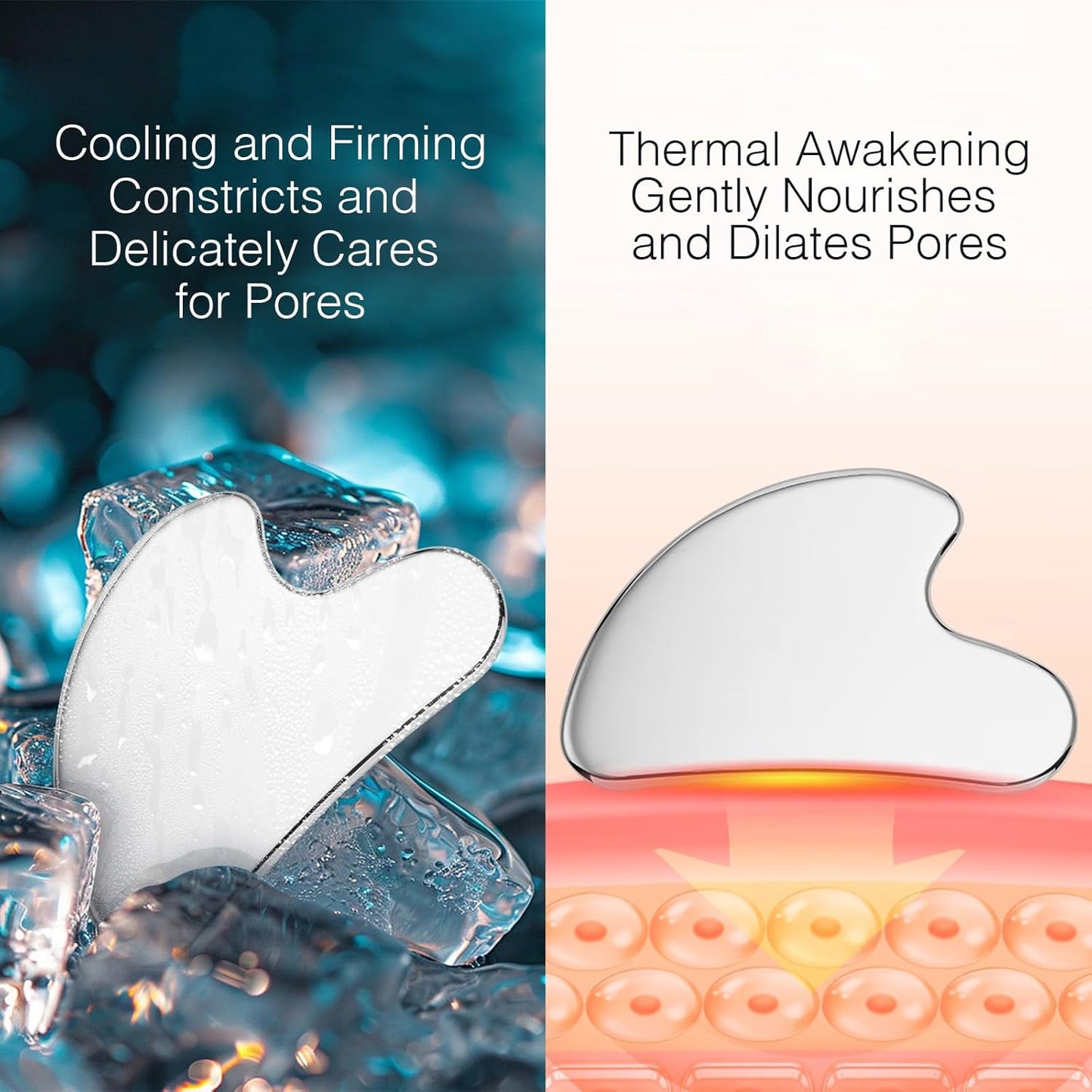 Daubigny Stainless Steel Gua Sha Facial Tools Guasha for Face Metal Gua Sha Tighten Skin Massage Guasha Beauty Tool for Body Eyes Neck Massager with Travel Pouch Skin Care Gifts (Silver)