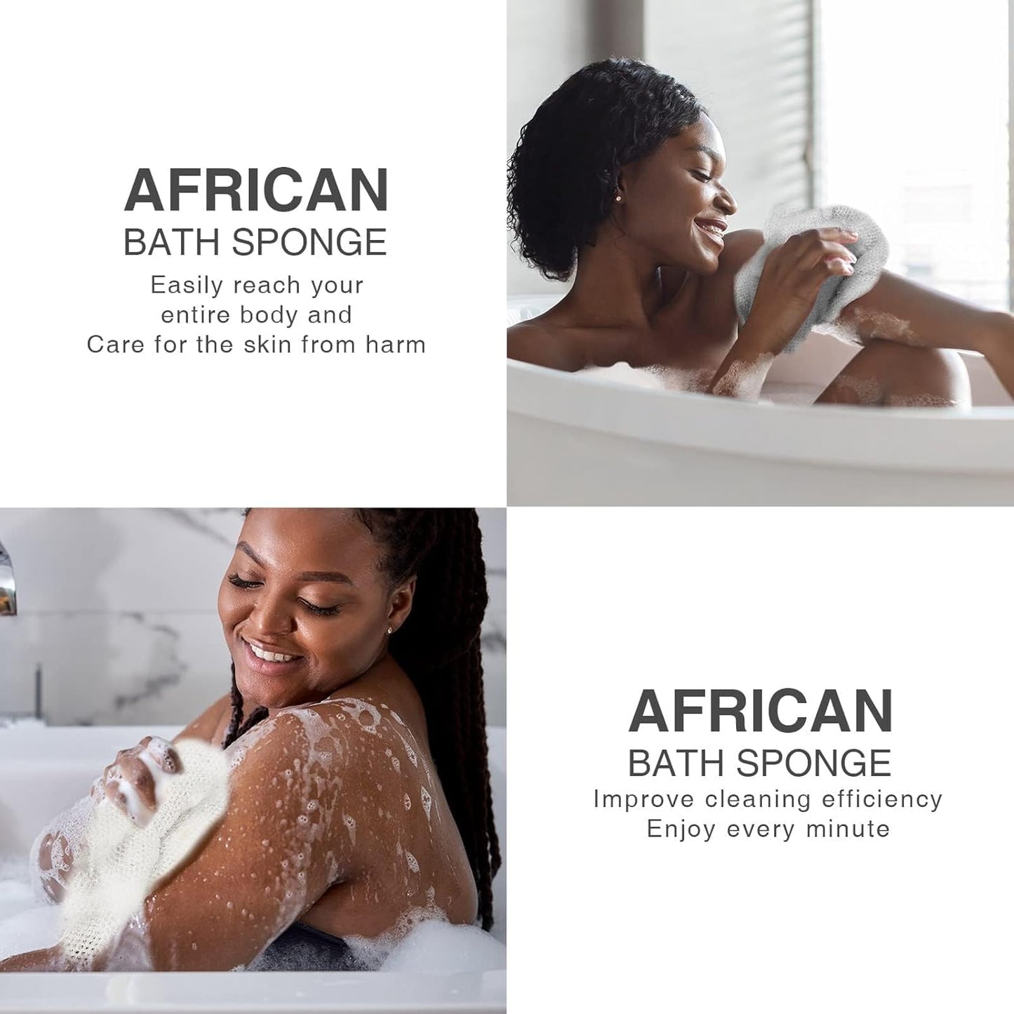 UJFQBH 3 Pieces African Net Sponge, African exfoliating net African Net Long Net Bath Sponge Exfoliating Shower Body Scrubber Back Scrubber Skin Smoother(Pink, Green, Off-White)