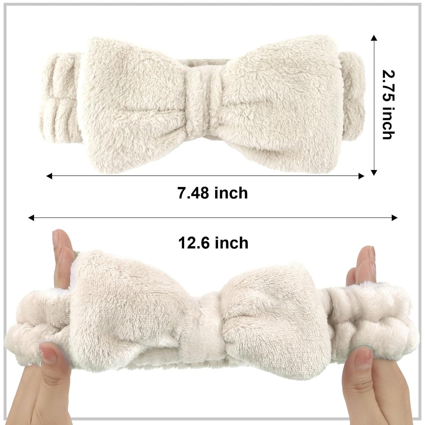 Ondder Spa Terry Cloth Headbands - 8 Pcs Cute Makeup Bow Headbands for Women, Skincare and Face Washing