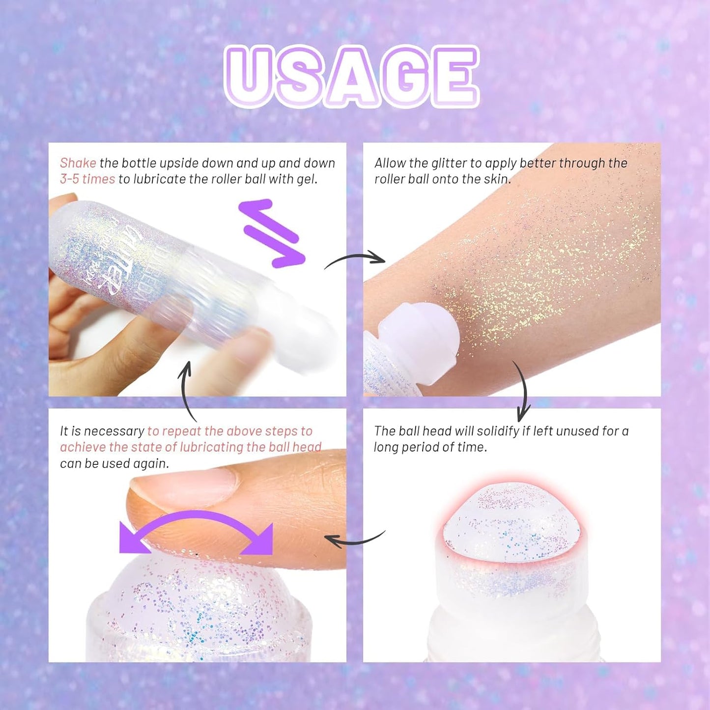 DAGEDA Body Glitter Gel, Roll-on Face Glitter for Mermaid Makeup Festival Rave Accessories, Holographic Hair Glitter Gel,Body Shimmer Halloween Makeup for Rave Party (Galaxy Blue)