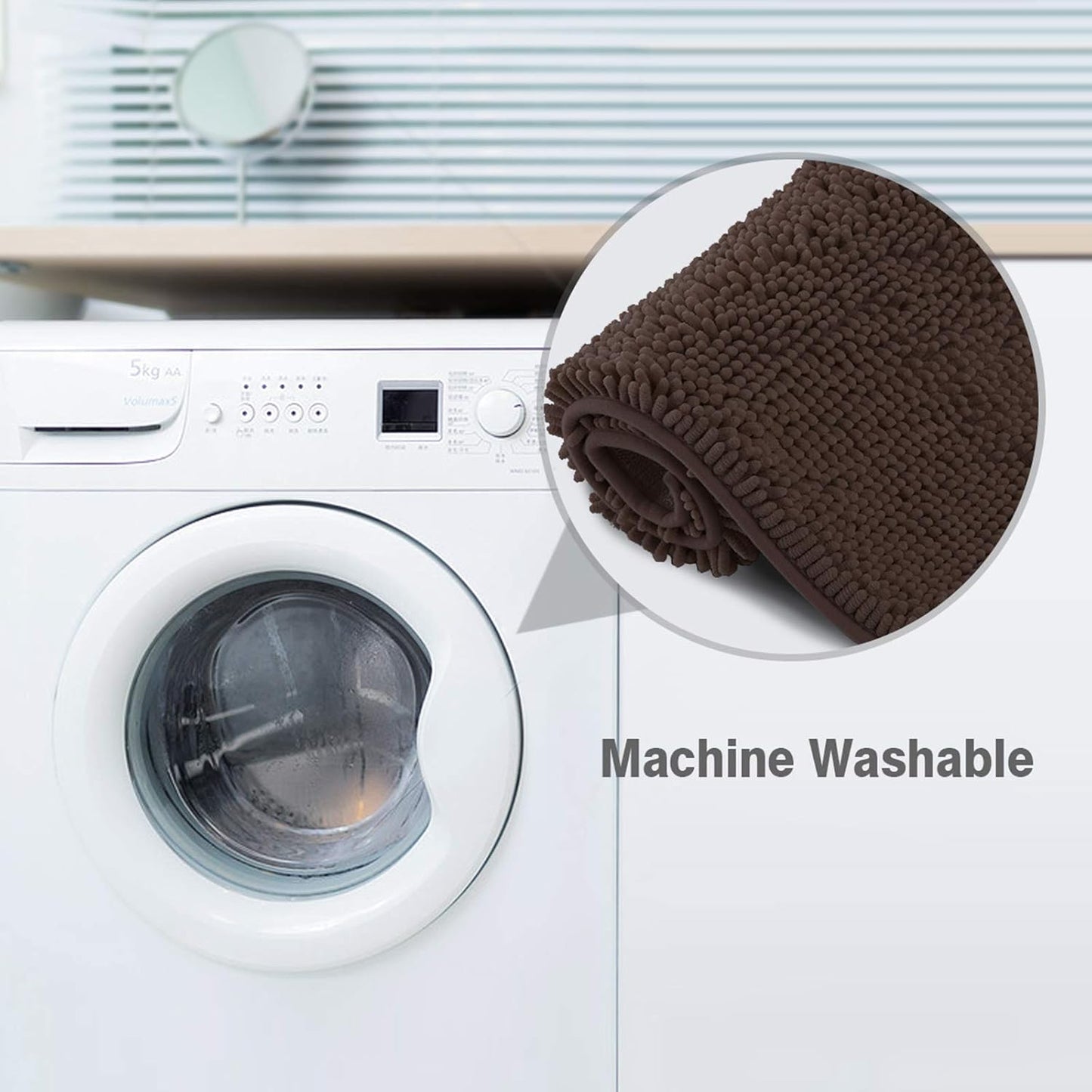 Chenille Bath Mats, Plush Absorbent Bath Mats Quick Dry, Soft & Machine Washable, Non Slip Carpet For Bathroom, Thick Bathroom Rugs, Shower Restroom Rug Mat, Alfombras De Baño, Bathrugs Matts, 59"x21"