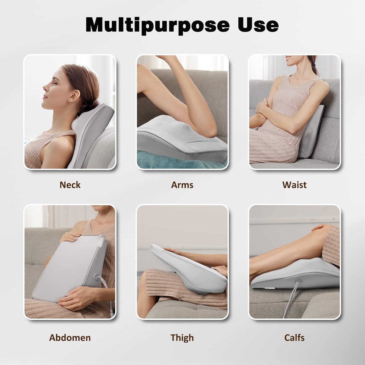 Boriwat Neck and Shoulder Massager with Heat, Shiatsu Massage Pillow with 3D Deep Tissue Kneading for Back Legs Foot Body Pain Relief,at Home Office Car, Gift for Mom & Dad