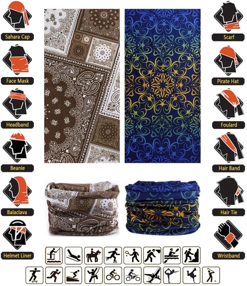 Headband Neck Gaiter Head Wrap Headwear Face Mask Magic Scarf Bandana for Men and Women