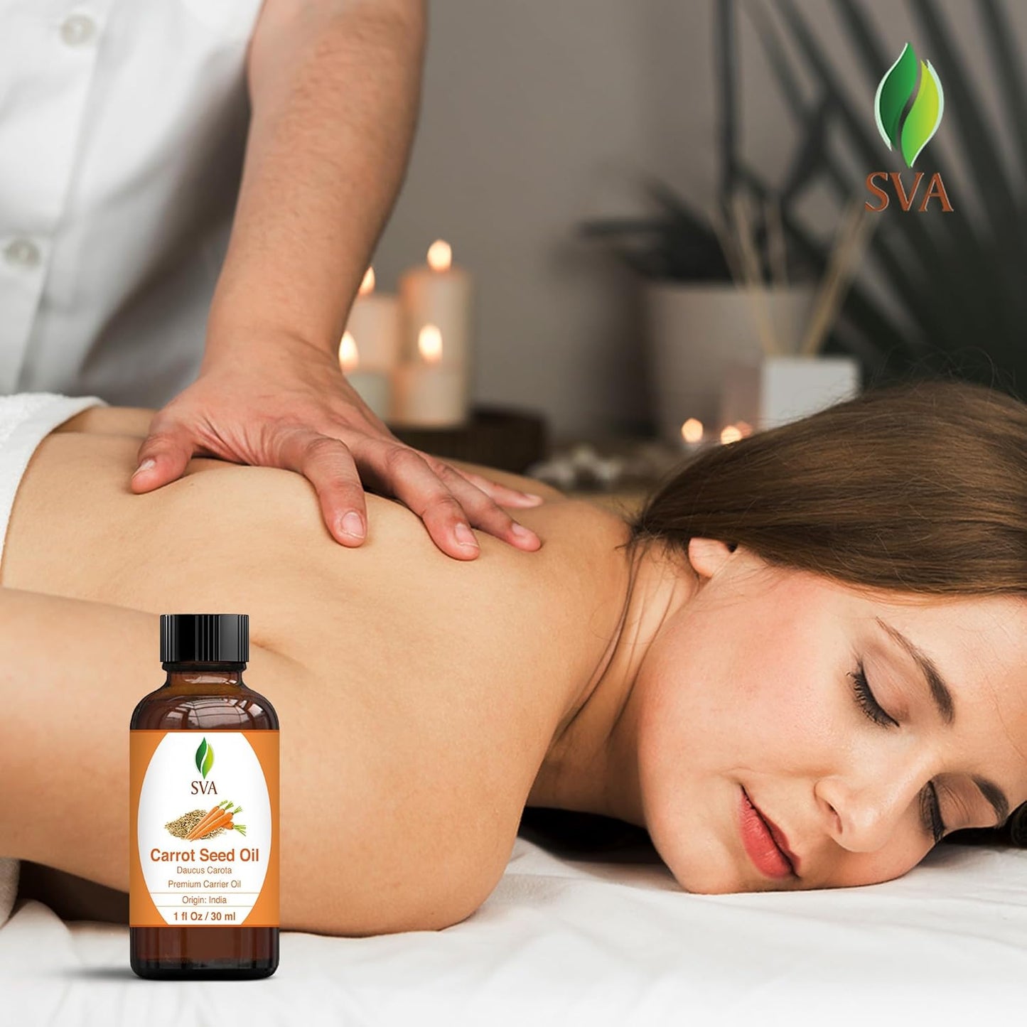 SVA Carrot Seed Oil - 1 Fl Oz – 100% Natural Cold Pressed Carrot Oil - for Face, Skin Care, Hair Care, Scalp Massage & Body Massage – Carrier Oil with Dropper