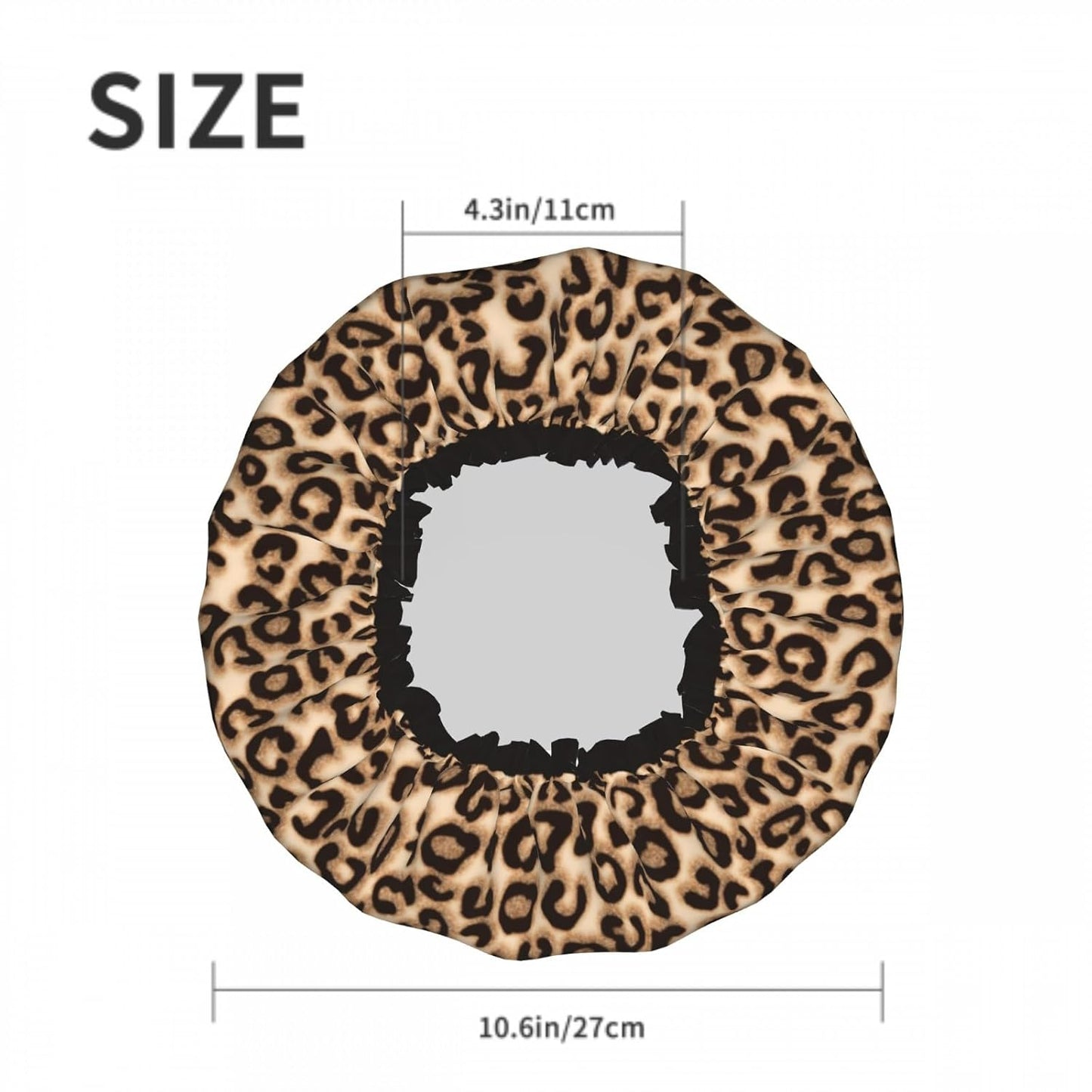 Leopard Double Layer Waterproof Shower Cap for Women Reusable Fashion Bath Cap for All Long Hair Lengths Soft Bath Shower Hat
