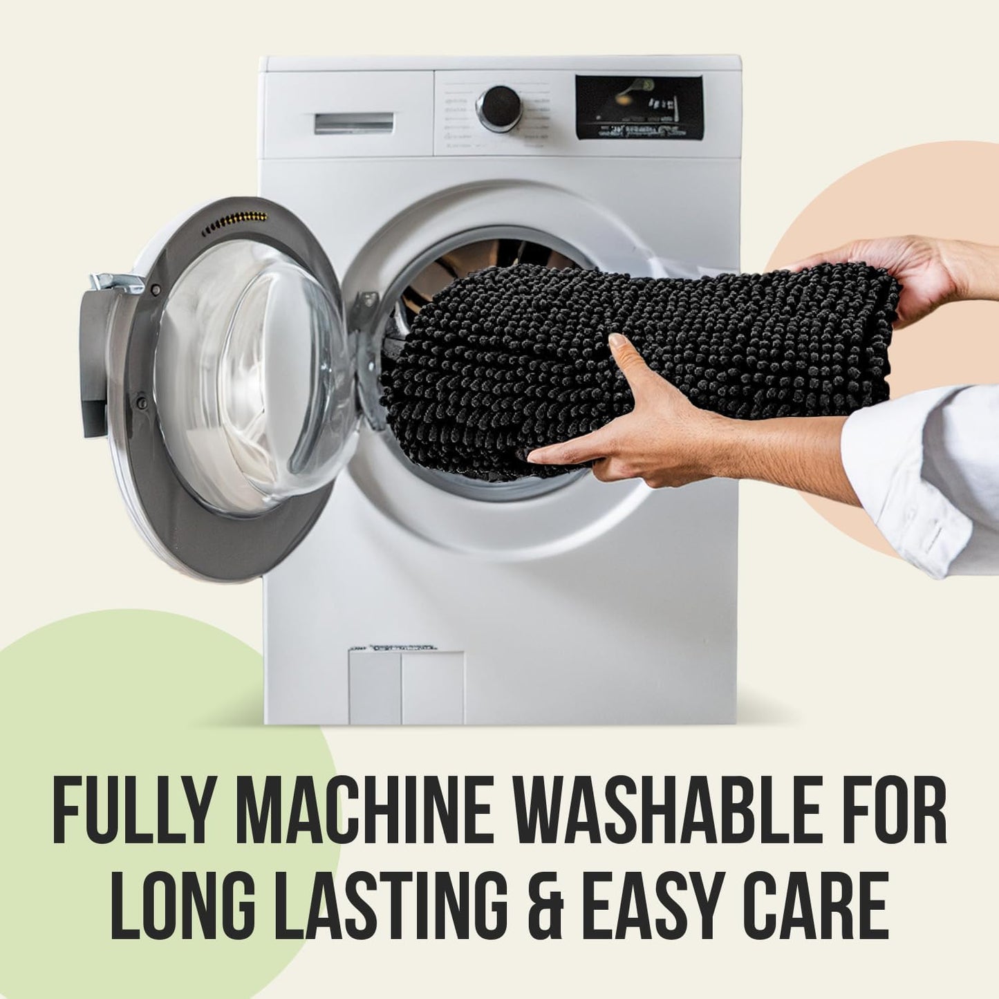 ITSOFT 3pc Non-Slip Shaggy Chenille Bathroom Mat Set, Includes 24 x 21 Inches U-Shaped Contour Toilet Rug, 34 x 21 Inches Bathmat and 1 Toilet Lid Cover, Chocolate Brown