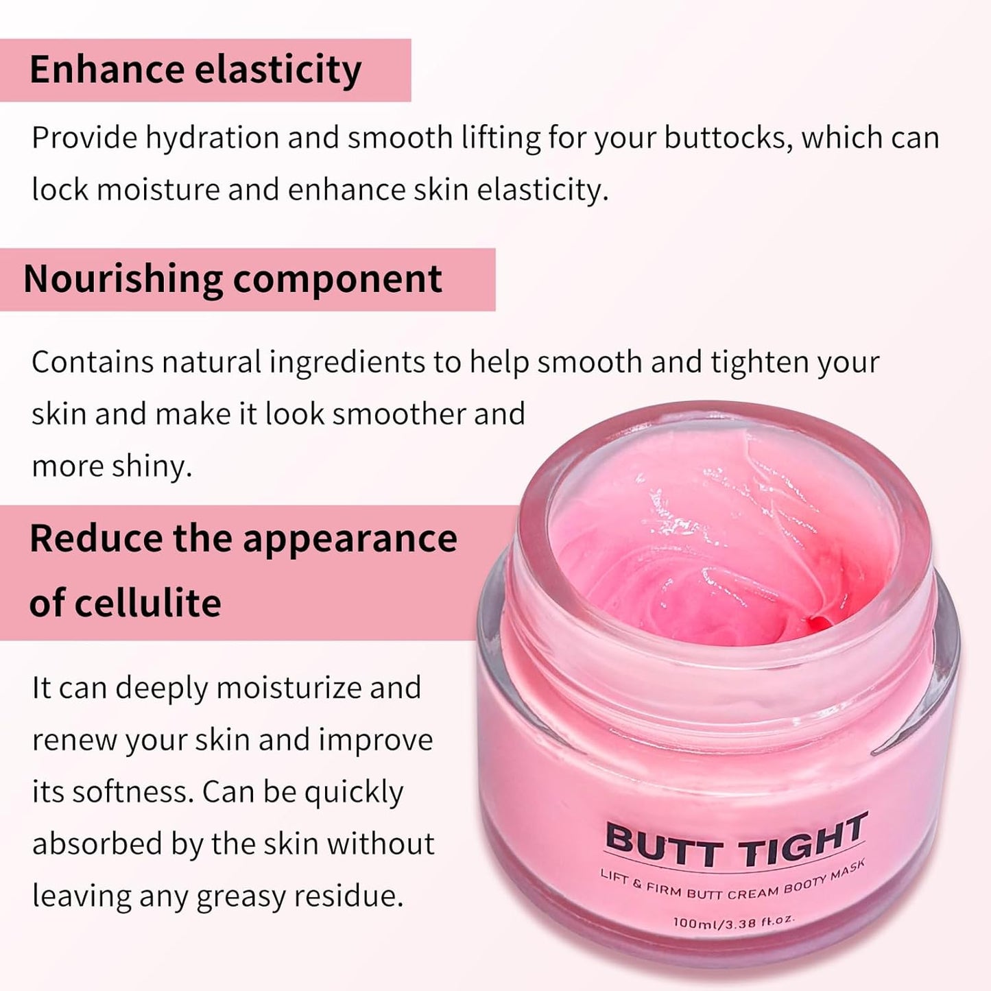 Butt Tight Lift Cream,Hip Firming Lifting and Firming Cream,Significantly Tighten the Leg Skin, Lift and Tighten the Body Cream to help Reduce the Appearance of Cellulite
