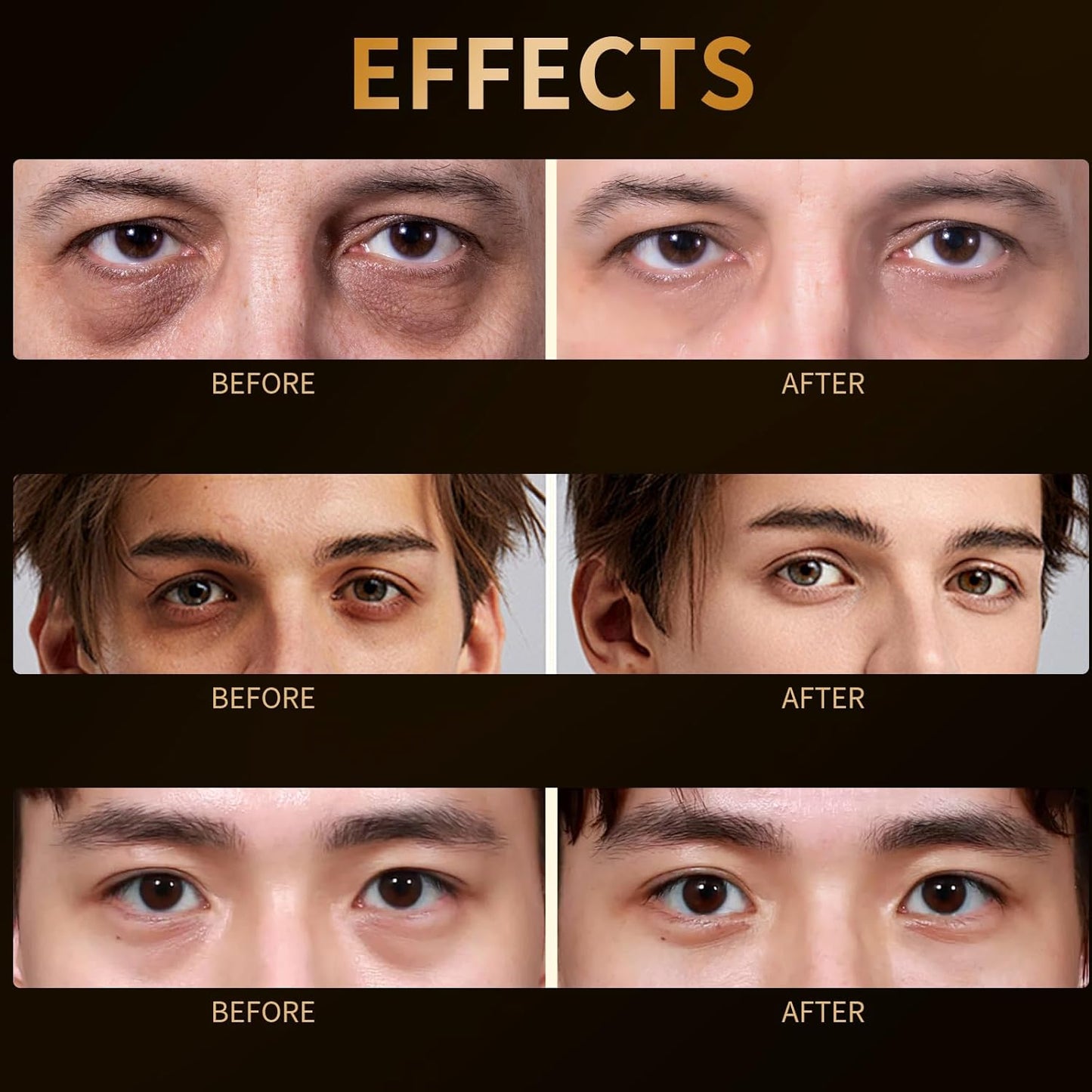 Eye Repair Stick for Men, Reduces Under Eye Dark Circles & Eyebags, Eyes Cooling Stick Hydrates and Depuffing 0.34 Fl.Oz (3)