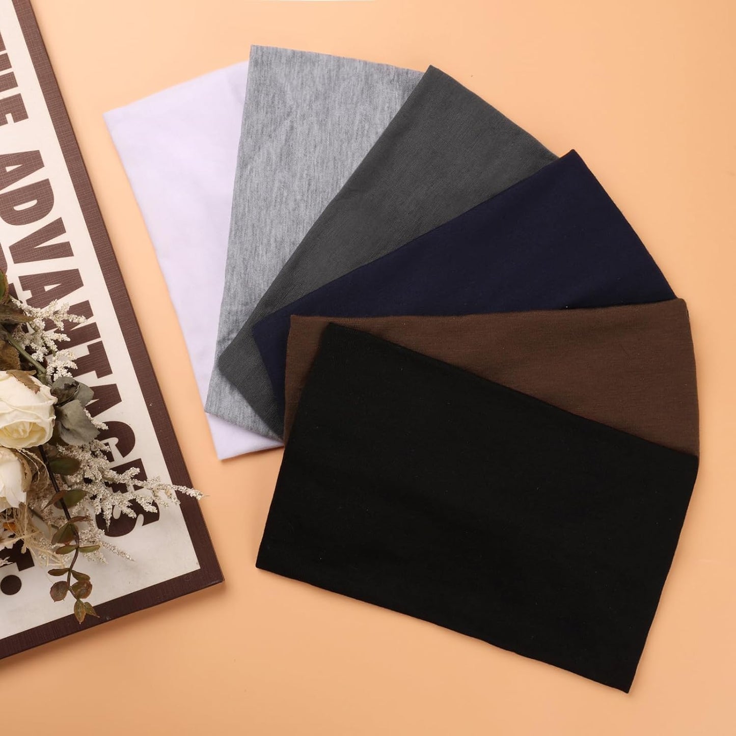 Cobahom 6Pcs Wide Headbands for Women Non Slip Soft Fabric Hair Wrap Boho Head Bands Elastic Sport Hair Bands for Workout Yoga Running (Neutral Color)