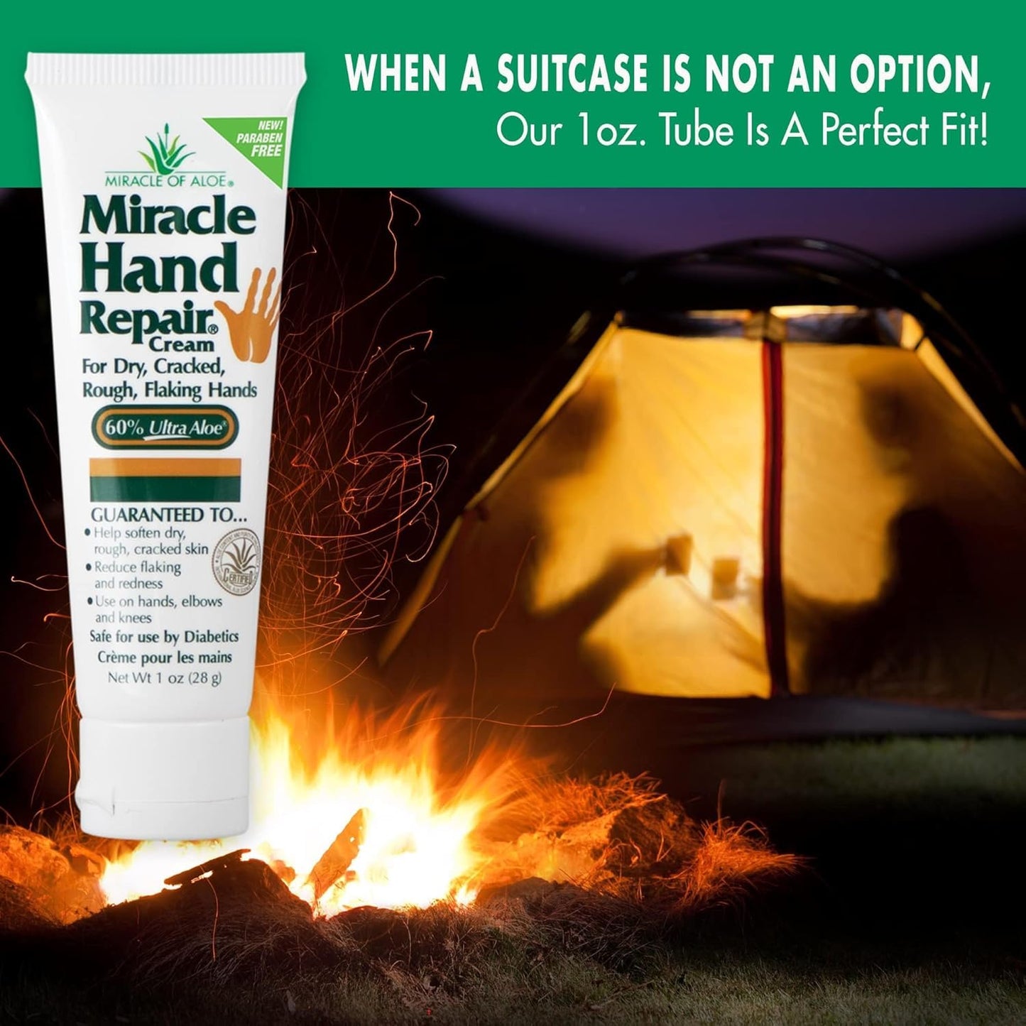 Miracle Hand Repair Cream for Dry Cracked Hands (8 oz & 1 oz) Best Healing Hand Cream with 60% Aloe Vera - Non-Greasy Moisturizer for Working Hands - Fast Absorbing Lotion for Extremely Dry Skin