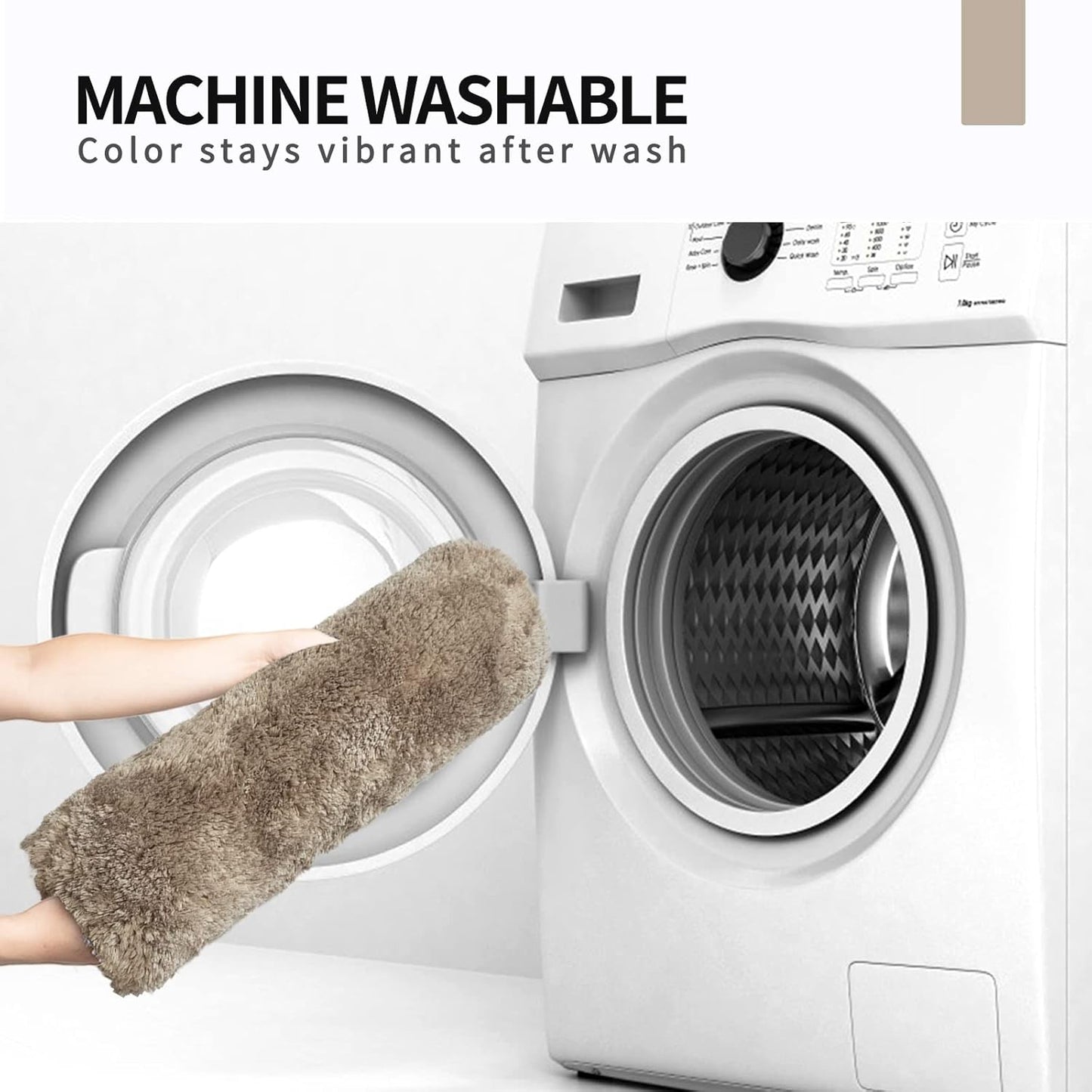 FIFU Bathroom Runner Rug 24" W x 60" L, Bath Mats for Bathroom, Bedroom & Kitchen, Non-Slip Rubber Latex Backing, Comfort & Soft Shower Bathmat & Carpet for Sink, Home & Hallways, Beige