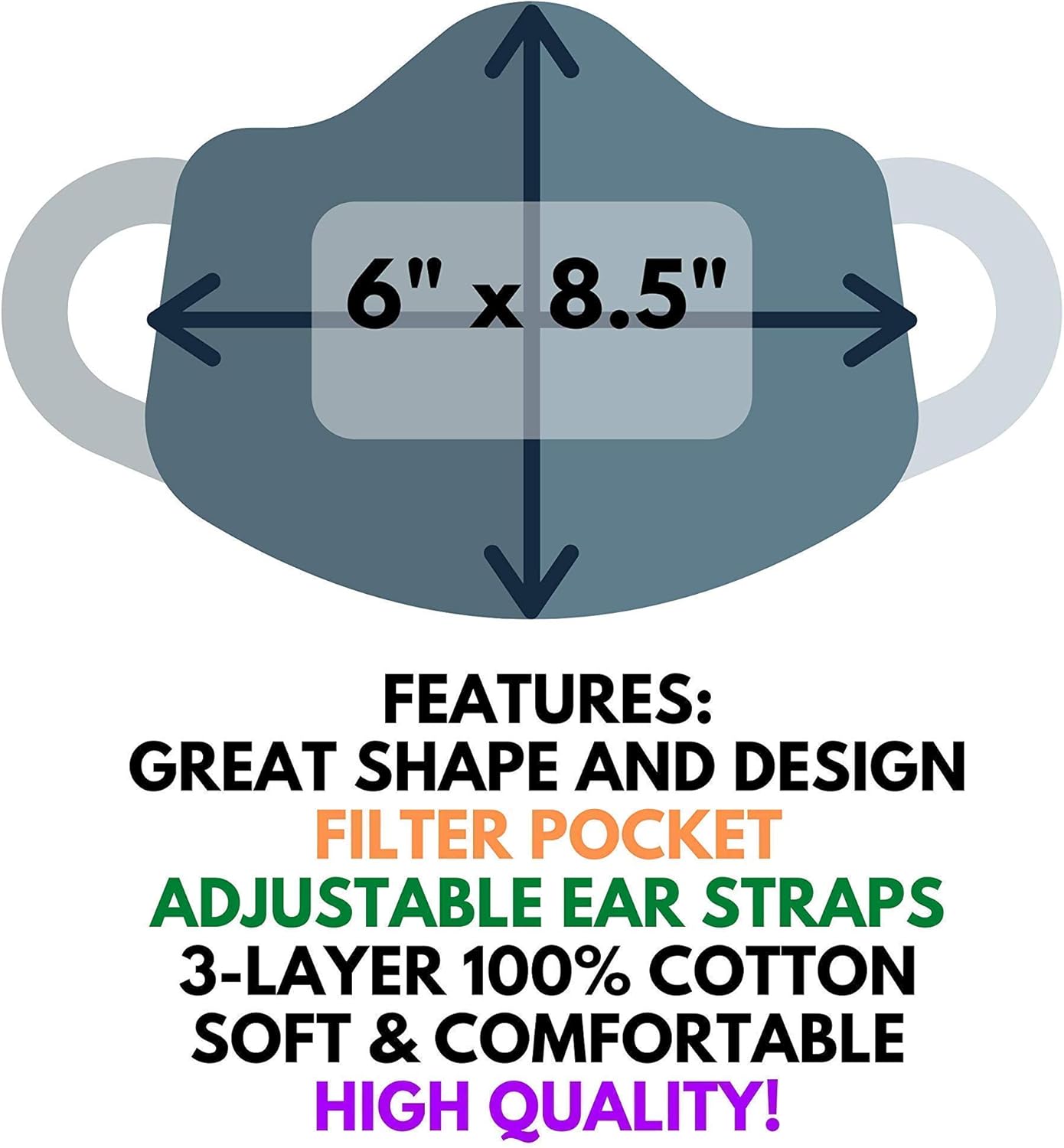 HOPE LOVE SHINE Face Mask Adjustable Filter Pocket Reusable Breathable Washable Cloth Mask Face Masks for Women Men - 4 Pack