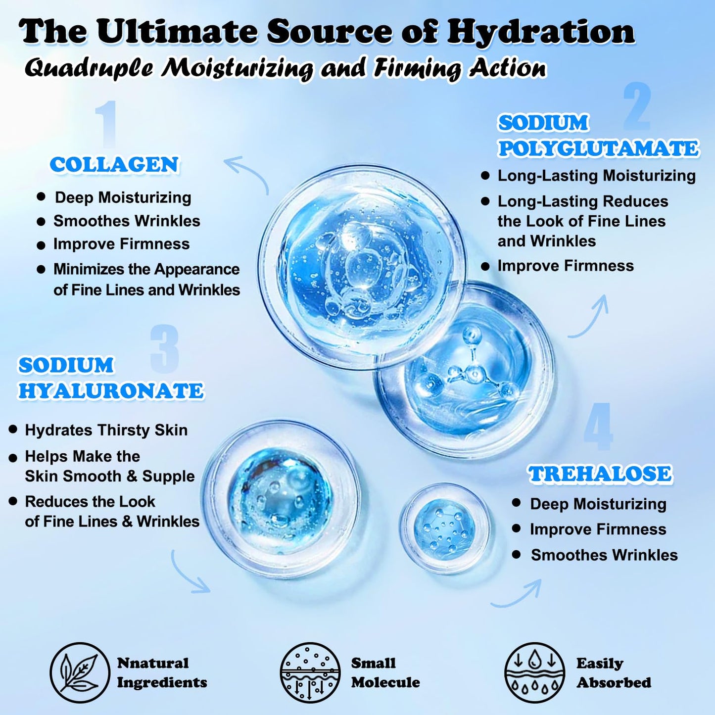 Collagen Face Mask with Hyaluronic Acid, Vitamin E Oil for Skin Care Hydrating, Moisturizing, Brightening & Anti Aging Face Masks Skincare for Oil, Dry, Acne, Sensitive All Skin Types 12PCS