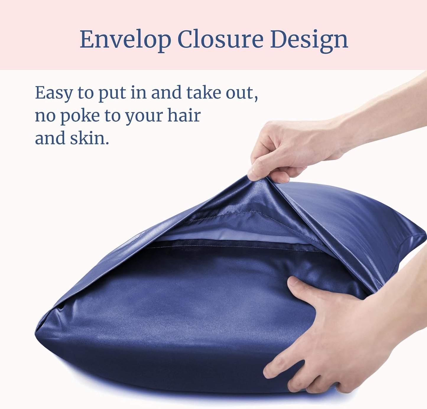 BEDELITE Satin Pillowcase for Hair and Skin, Super Soft and Cooling Similar to Silk Pillow Cases 2 Pack with Envelope Closure, Gift for Women Men(13"x18" Toddler Size, Navy)