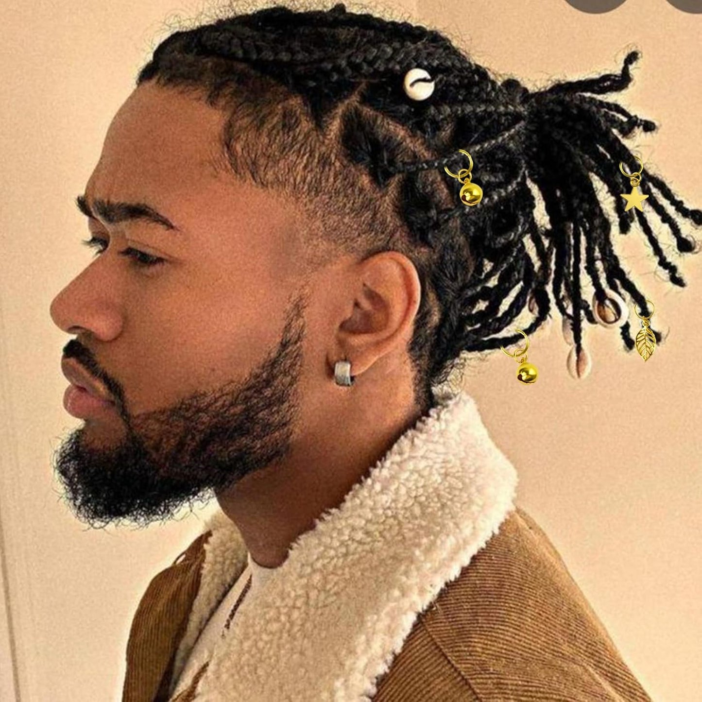 241 PCS Hair Jewelry for Braids and Locs - Metal Gold Silver Clips, Shells, Imitation Wood Beads, Charms, Adjustable Cuffs, Rings for Women and Girls