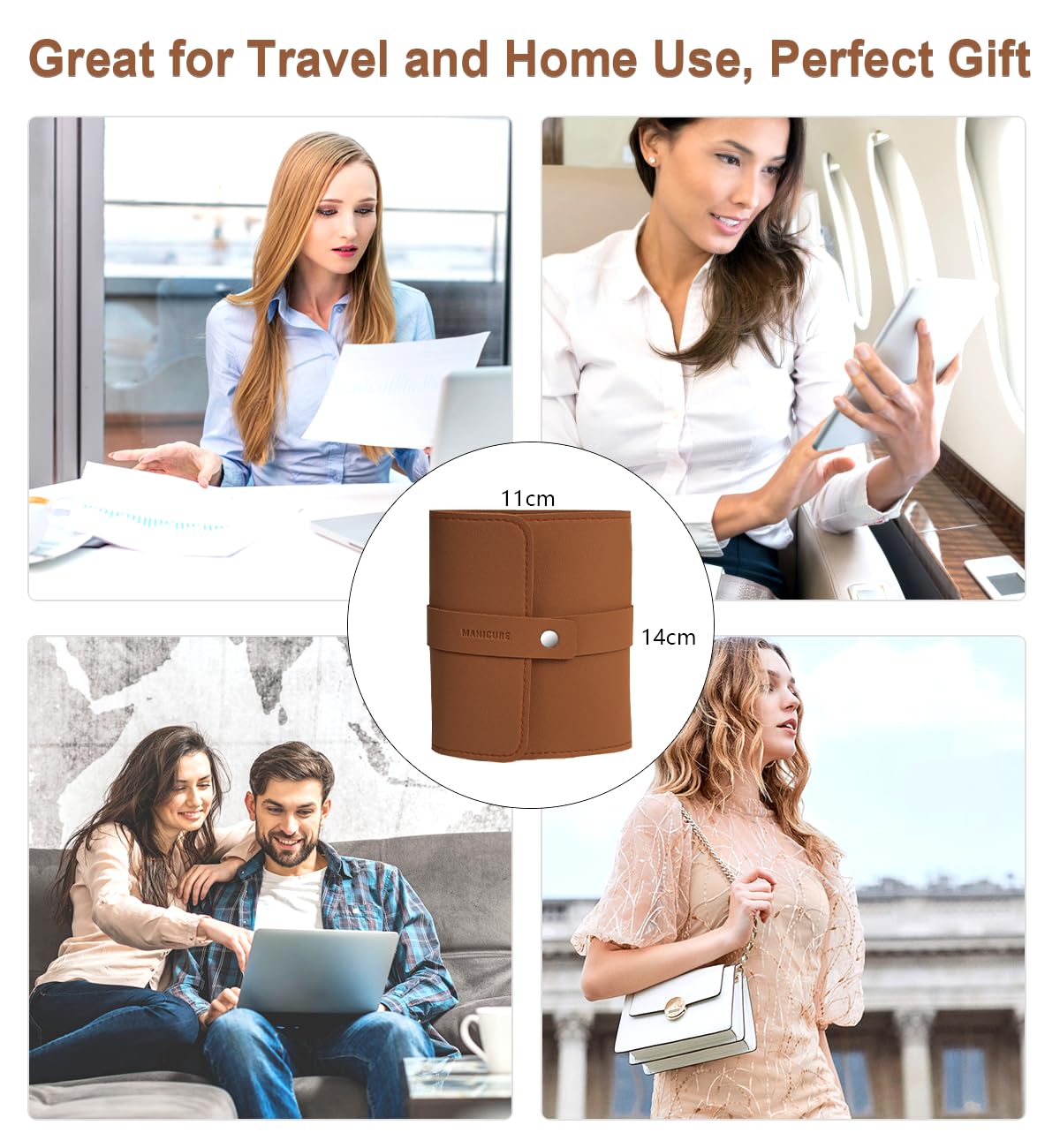 Manicure Set Professional Nail Clippers Pedicure Kit, 16 pcs Stainless Steel Nail Care Tools Grooming Kit with Luxurious Travel Leather Case for Thick Nails Men Women Gift (Brown)