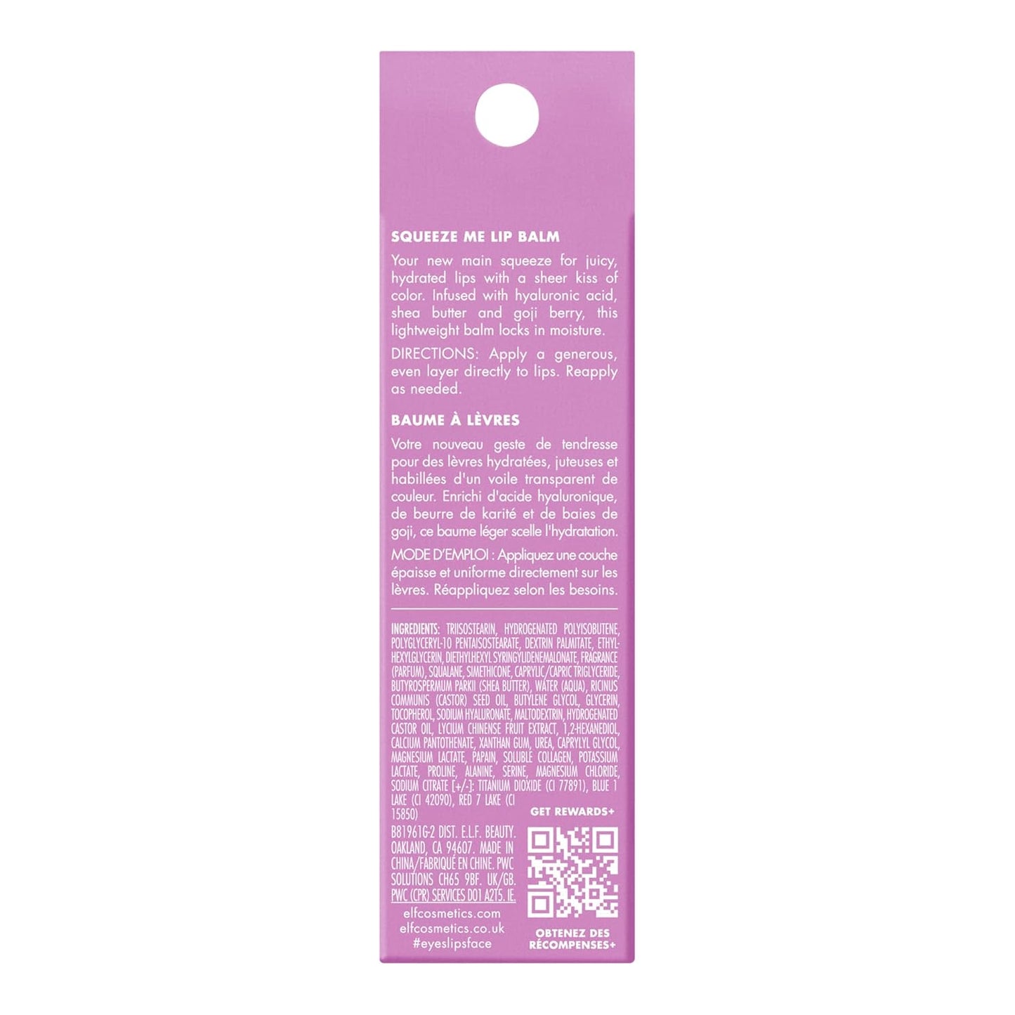 e.l.f. Squeeze Me Lip Balm, Moisturizing Lip Balm For A Sheer Tint Of Color, Infused With Hyaluronic Acid, Vegan & Cruelty-free, Grape