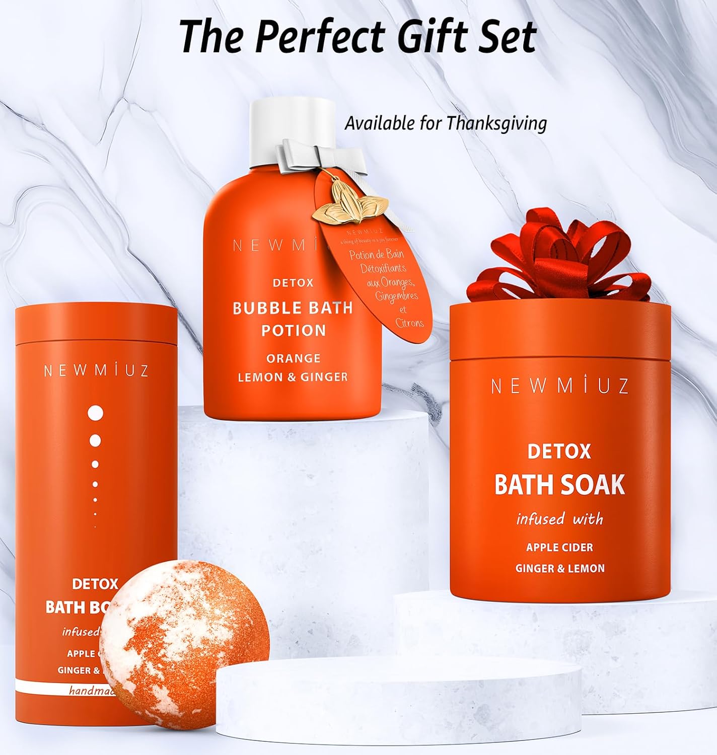 Natural Detox Bubble Bath Bombs Apple Cider Ginger Lemon Essential Oils Cleanse Hydrate Skin Extra Large Handmade Relaxing Spa Gift for Women Men