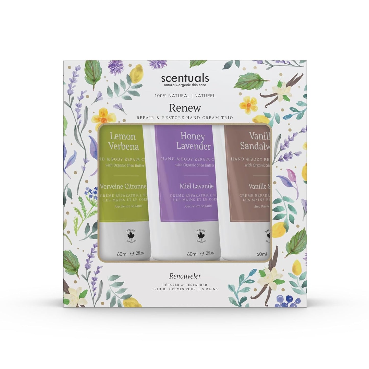 Hand Cream Set of 3, with Shea Butter, Cocoa Butter, Argan & Almond oil, Moisturizing Dry Hands, (Lemon Verbena, Honey Lavender, Vanilla Sandalwood) 60 ml (2 fl.oz. x 3)