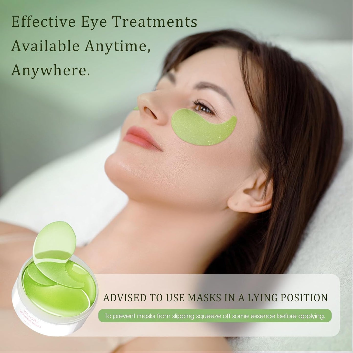 Under Eye Patches Masks - for Eye Bags with Collagen and Hyaluronic Acid, Dark Circles,and Fine Lines, Fade Wrinkles Treatment for Women and Men - 60 Pcs Green