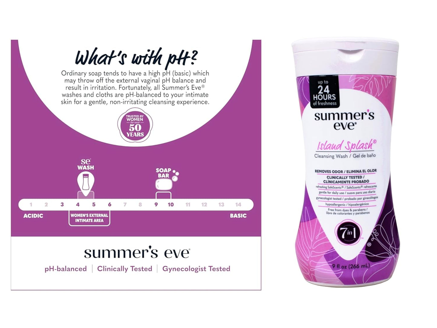 Summer's Eve Island Splash Refreshing Daily Feminine Wash, Removes Odor, pH balanced, 9 fl oz. (Pack of 4)