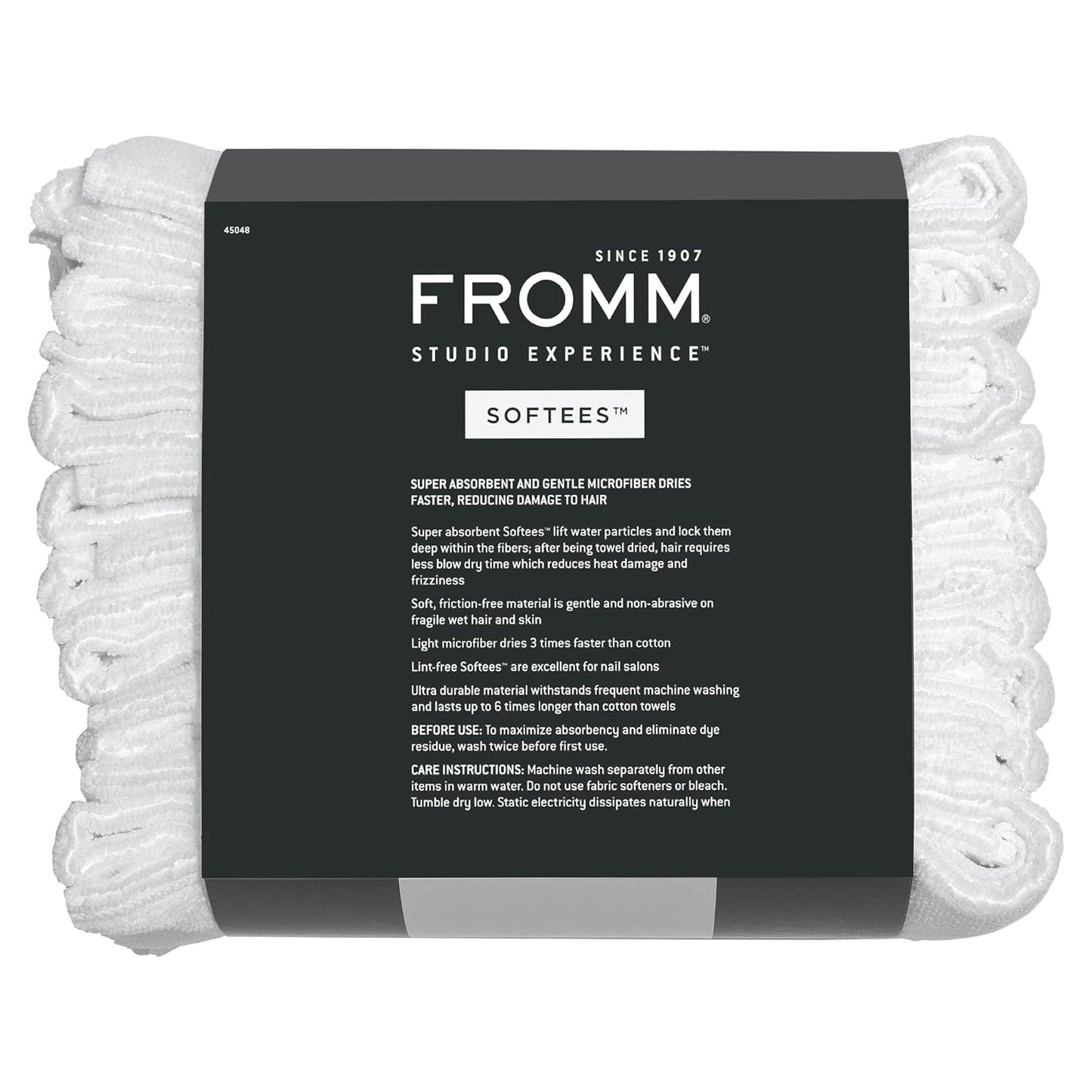 Fromm Softees Microfiber Salon Hair Towels for Hairstylists, Barbers, Spa, Gym in White, 16" by 29", 10 count Perfect Hair Care Towel for Drying Curly, Long, Wavy Hair