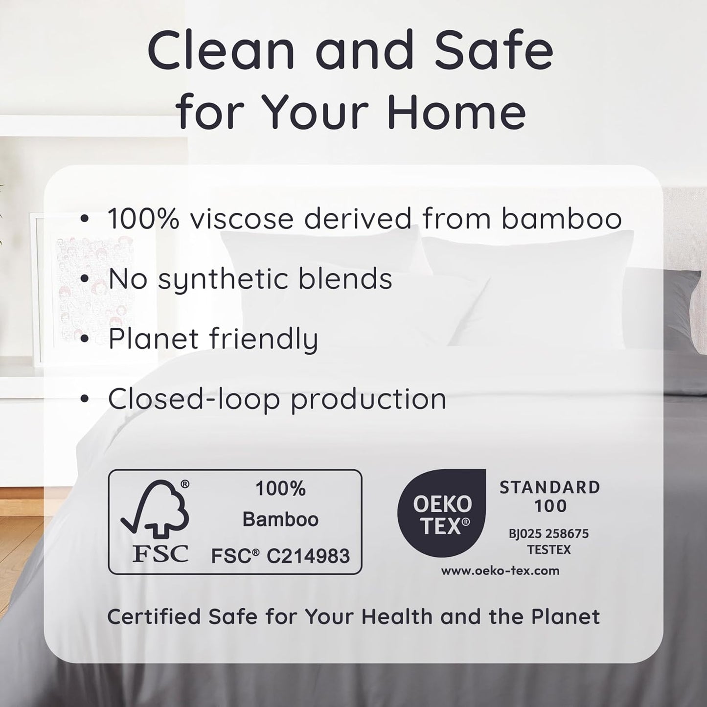 Bambaw 100% Viscose Derived from Bamboo Pillowcases King Size – Set of 2 Cooling Pillow Cases for Acne Prone Skin with Envelope Closure, Breathable & Super Soft Pillow Cases (Dark Gray)