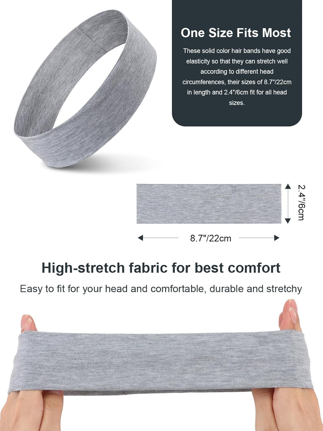 DRESHOW 8 Pack Sports Headbands for Women Non-Slip Stretchy Fashion HairBand Curly Hair Headband Soft Hair Accessories for Daily Wear Workout Yoga Running