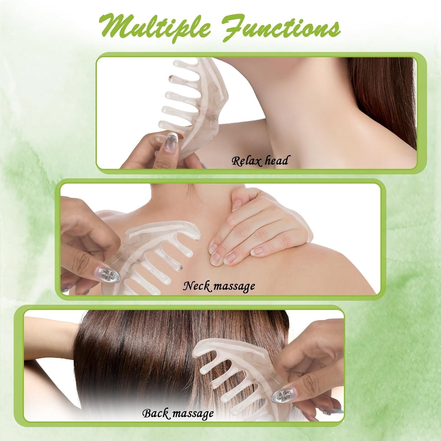 2 Pcs Jade Eye Mask and Scalp Massage Comb Set, Natural Jade Stone Hot & Cooling Eye Mask for Puffy Eyes & Help Soothe Eye Fatigue, Resin Scalp Massager Tool for Relaxation and Head Care