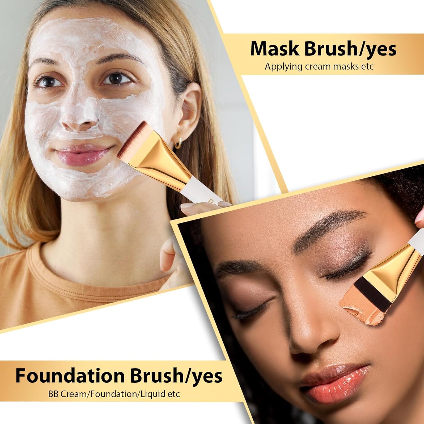 2pcs Flat Foundation Brush for Liquid Makeup,Ultra Thin Liquid Premium Makeup Face for Blending, Cream, Face Flat Makeup Tool