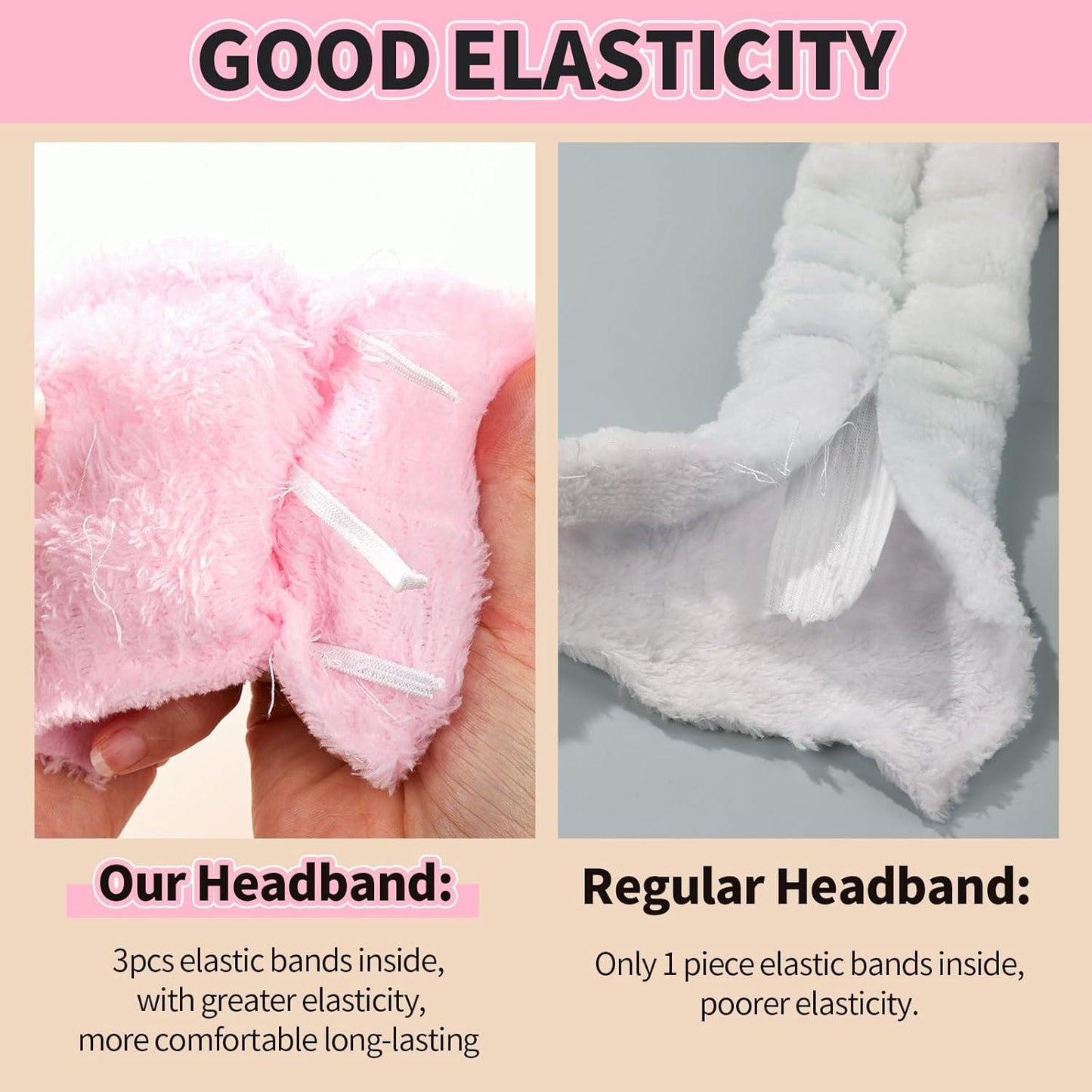 LEOBRO Spa Headband for Skin Care and Makeup, Women Teen Girls Hair Band Headbands for Washing Face, With Hair Scrunchies, Christmas Gifts for Teens (Pink & Creamy White & Black)