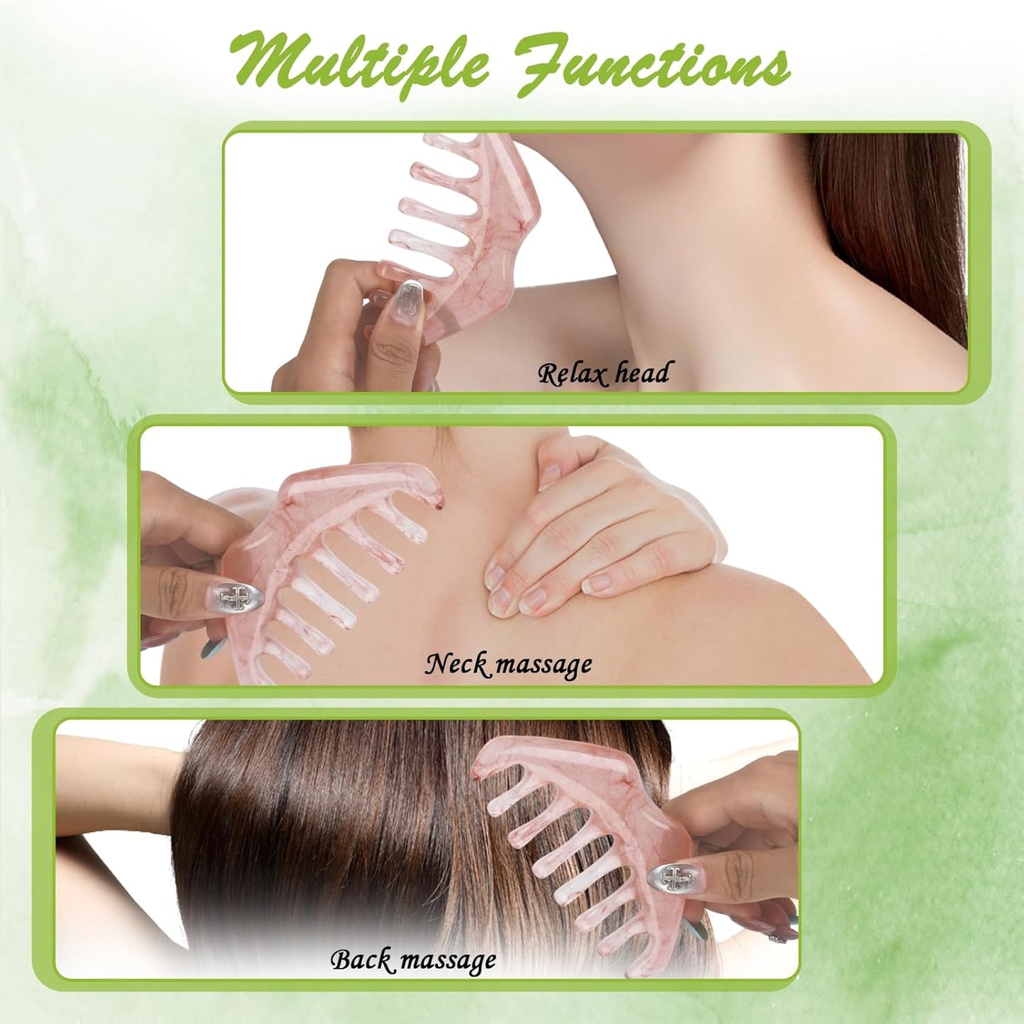 2 Pcs Jade Eye Mask and Scalp Massage Comb Set, Natural Jade Stone Hot & Cooling Eye Mask for Puffy Eyes & Help Soothe Eye Fatigue, Resin Scalp Massager Tool for Relaxation and Head Care