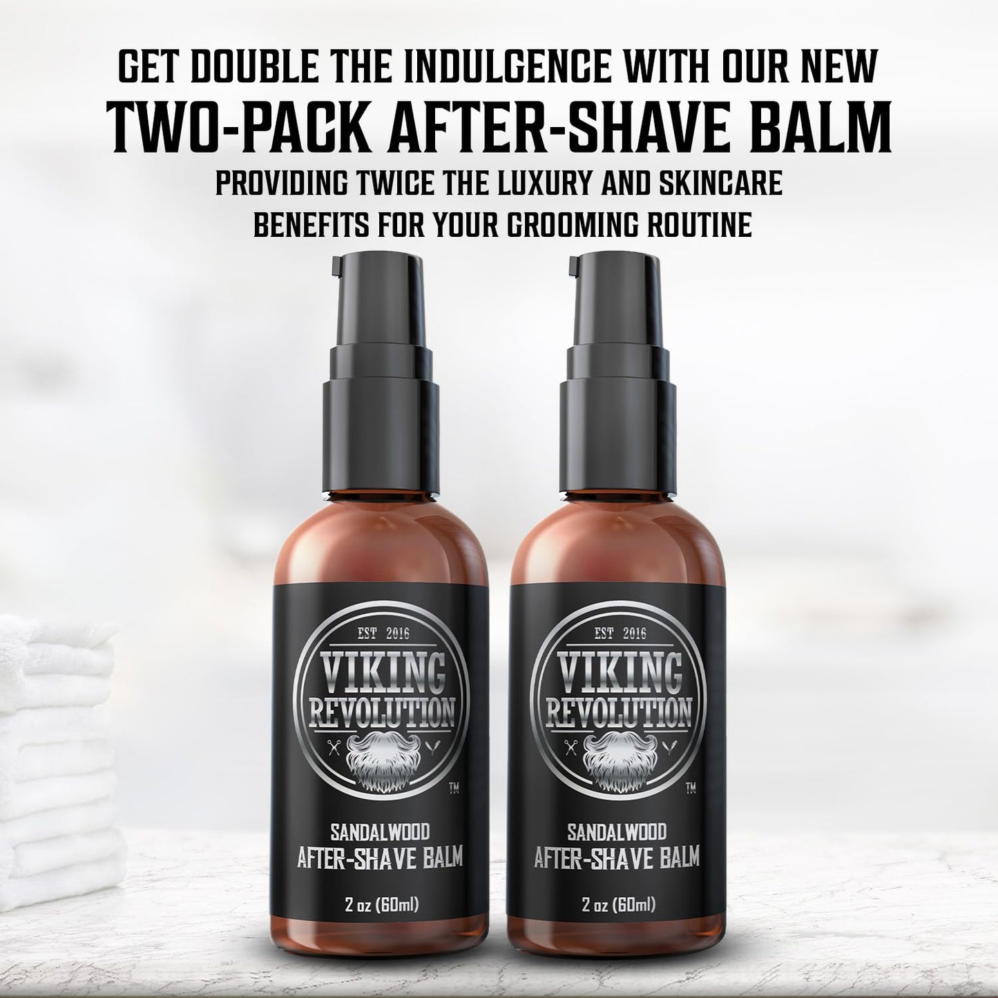 Viking Revolution Luxury After-Shave Balm for Men - Soothes and Moisturizes Face After Shaving - Eliminates Razor Burn for A Silky Smooth Finish - Sandalwood Scent (Pack of 2)