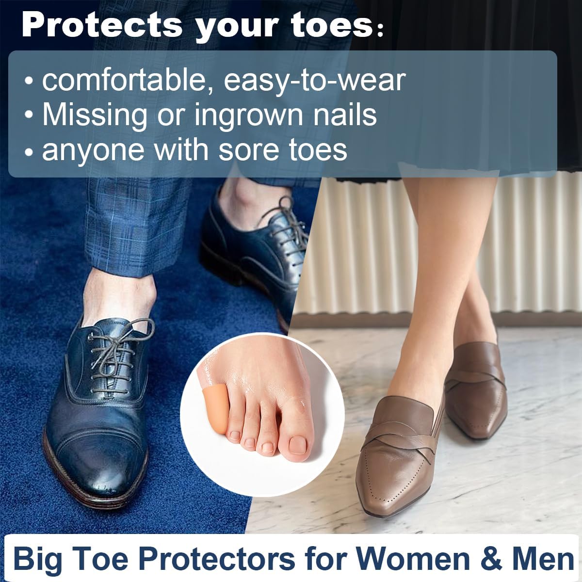 4 Pack Gel Toe Cap and Protector for Small Toe - Cushions and Protects, Toe Covers for Women & Men, Provides Relief from Missing or Ingrown Toenails, Corns, Blisters, Hammer Toes (Small, Beige)