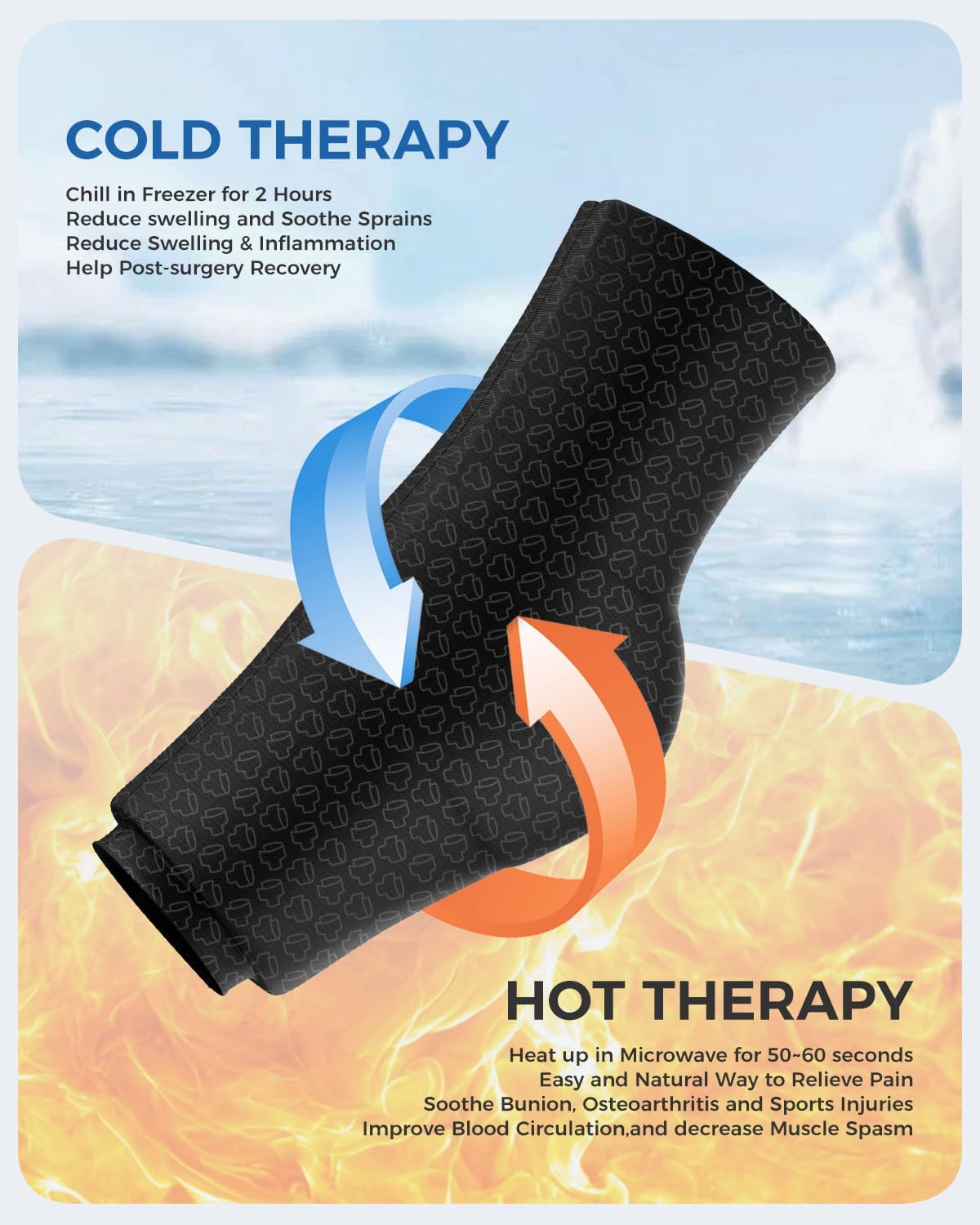 Tolaccea Ankle Ice Pack Wrap PRO for Injuries, Foot Ice Pack for Hot and Cold Therapy, Flexible Cold Pack for Plantar Fasciitis,Swelling,Sprained, ColdFocus for More Cooling X-Large (Pack of 1)