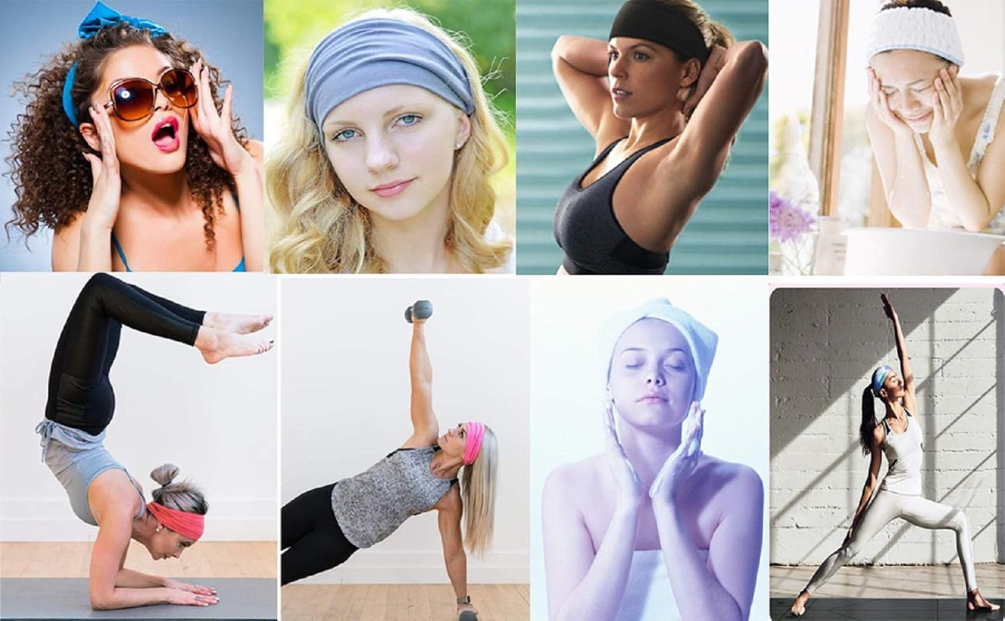 K-Elewon 3 Pack Women Wide Elastic Head Wrap Headband Sports yoga Hair Band